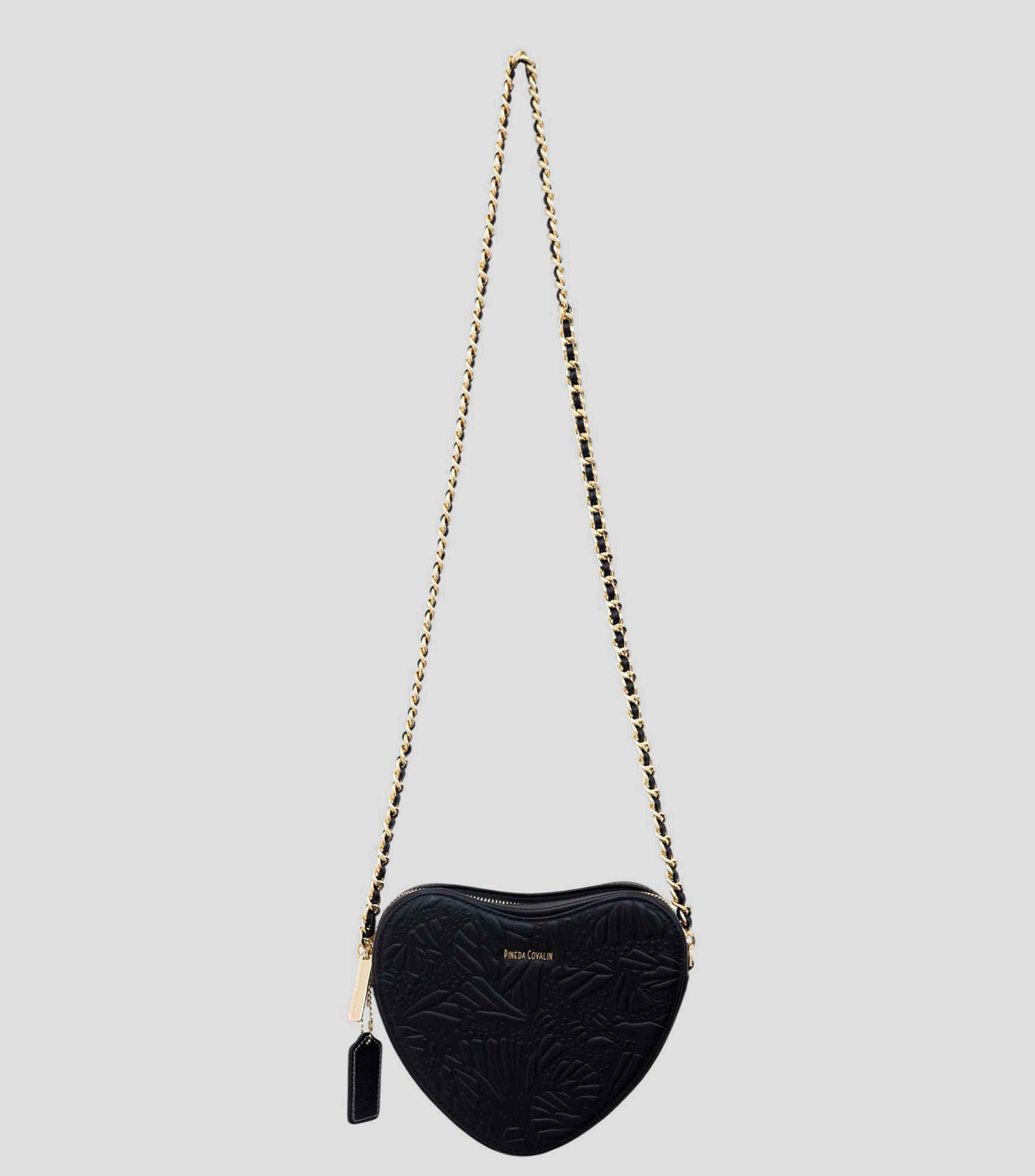 Bolsa crossbody negra en piel sólida Mujer
