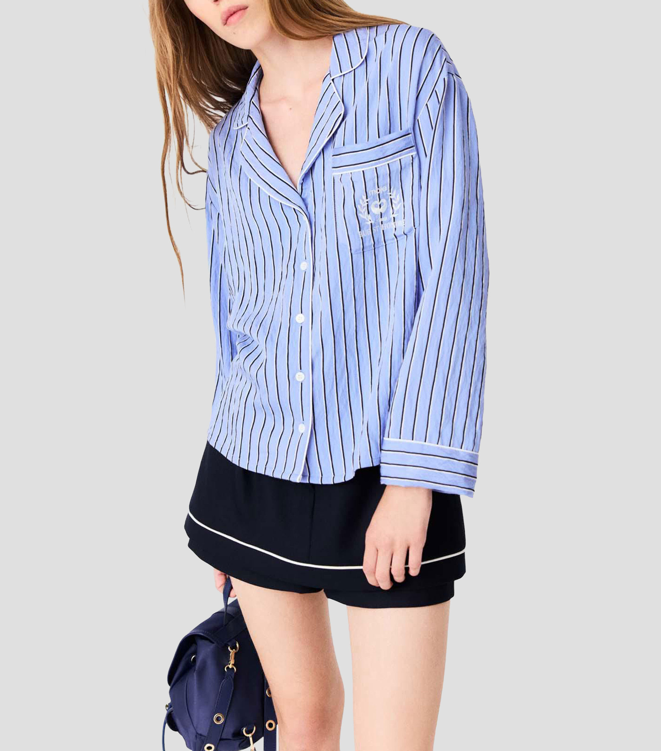 Camisa con rayas manga larga Mujer