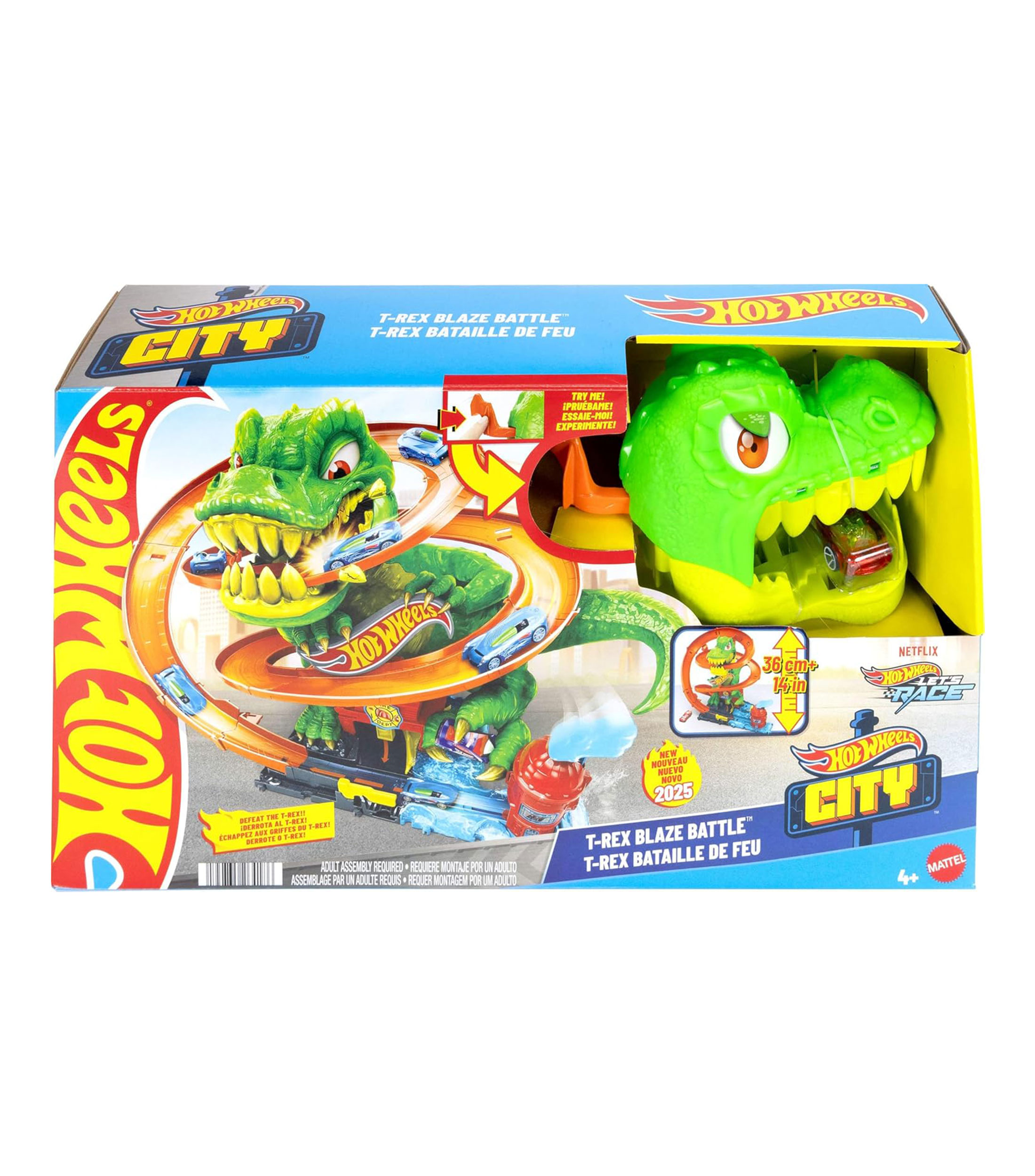 Pista Hot Wheels T-Rex vs Estación de Bomberos