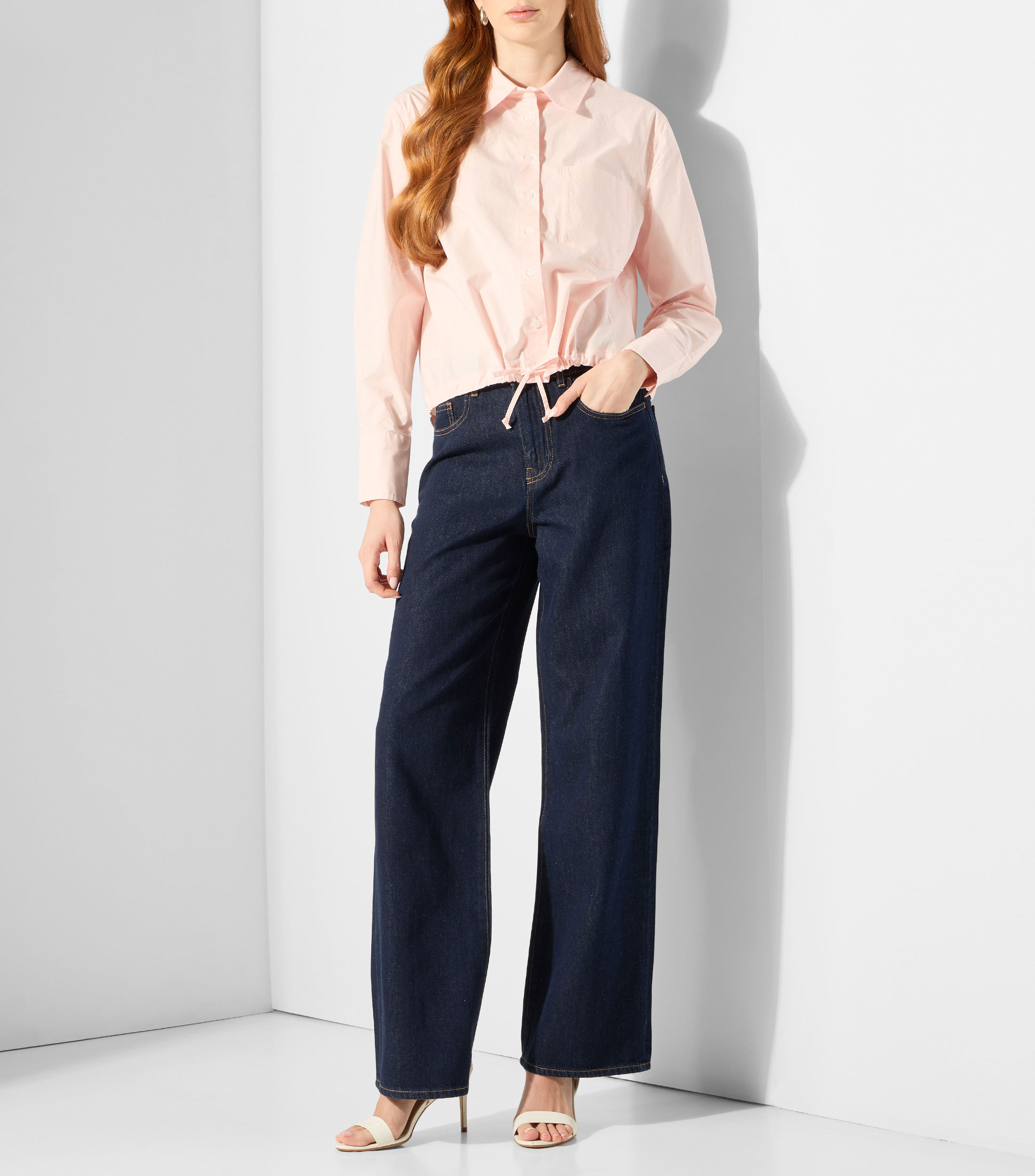Camisa lisa con manga larga Mujer