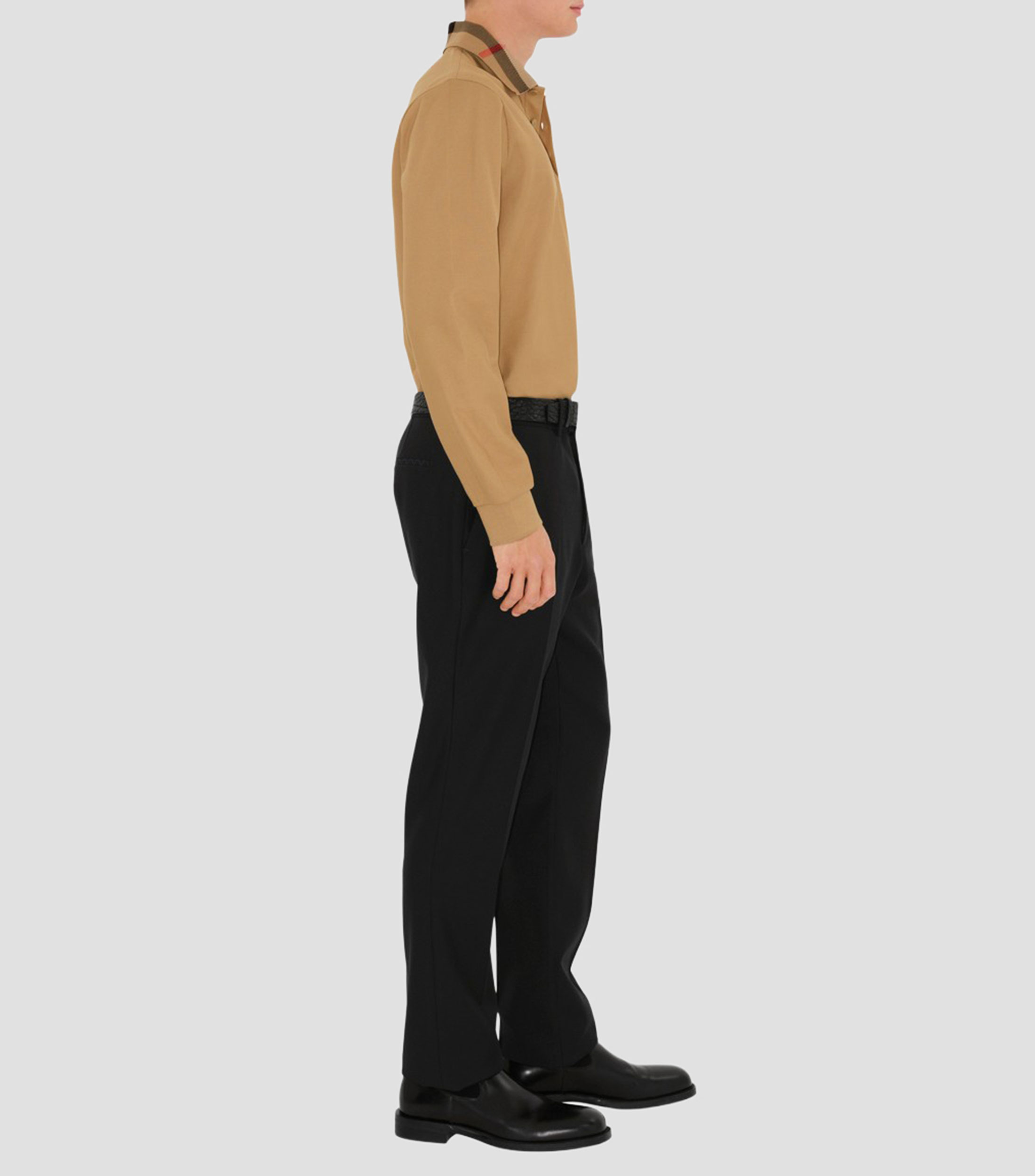 Playera tipo polo manga larga liso Hombre