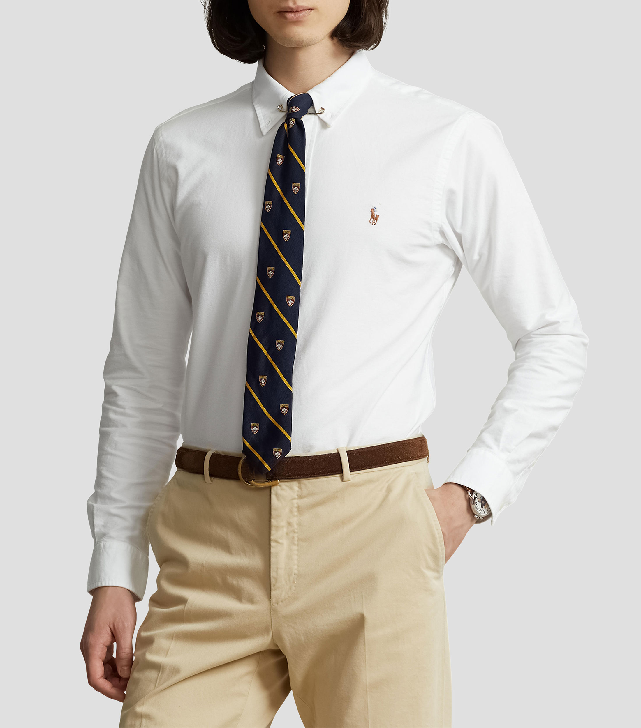 Camisa lisa manga larga Hombre