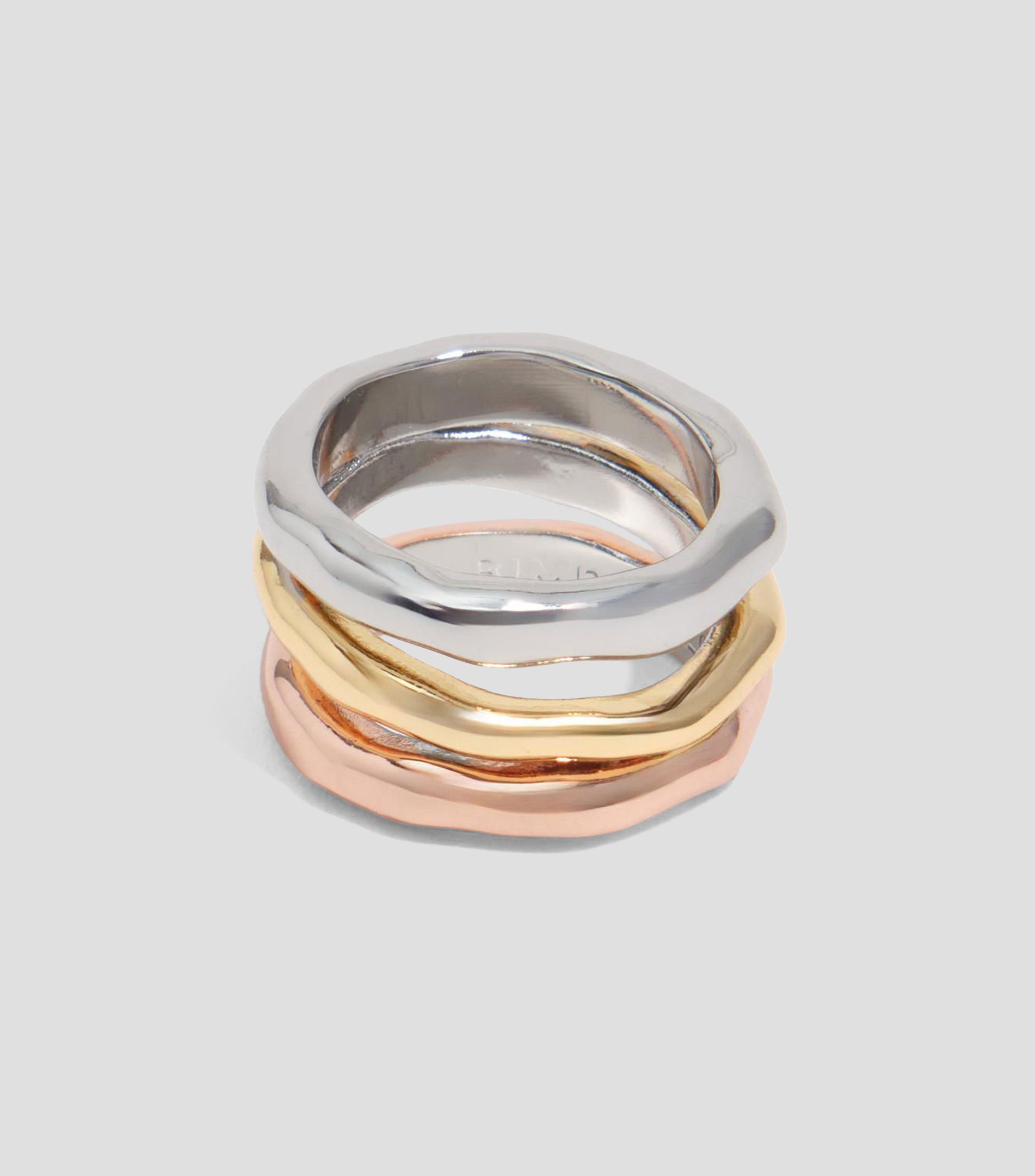 Anillo bandas tricolor con textura Mujer