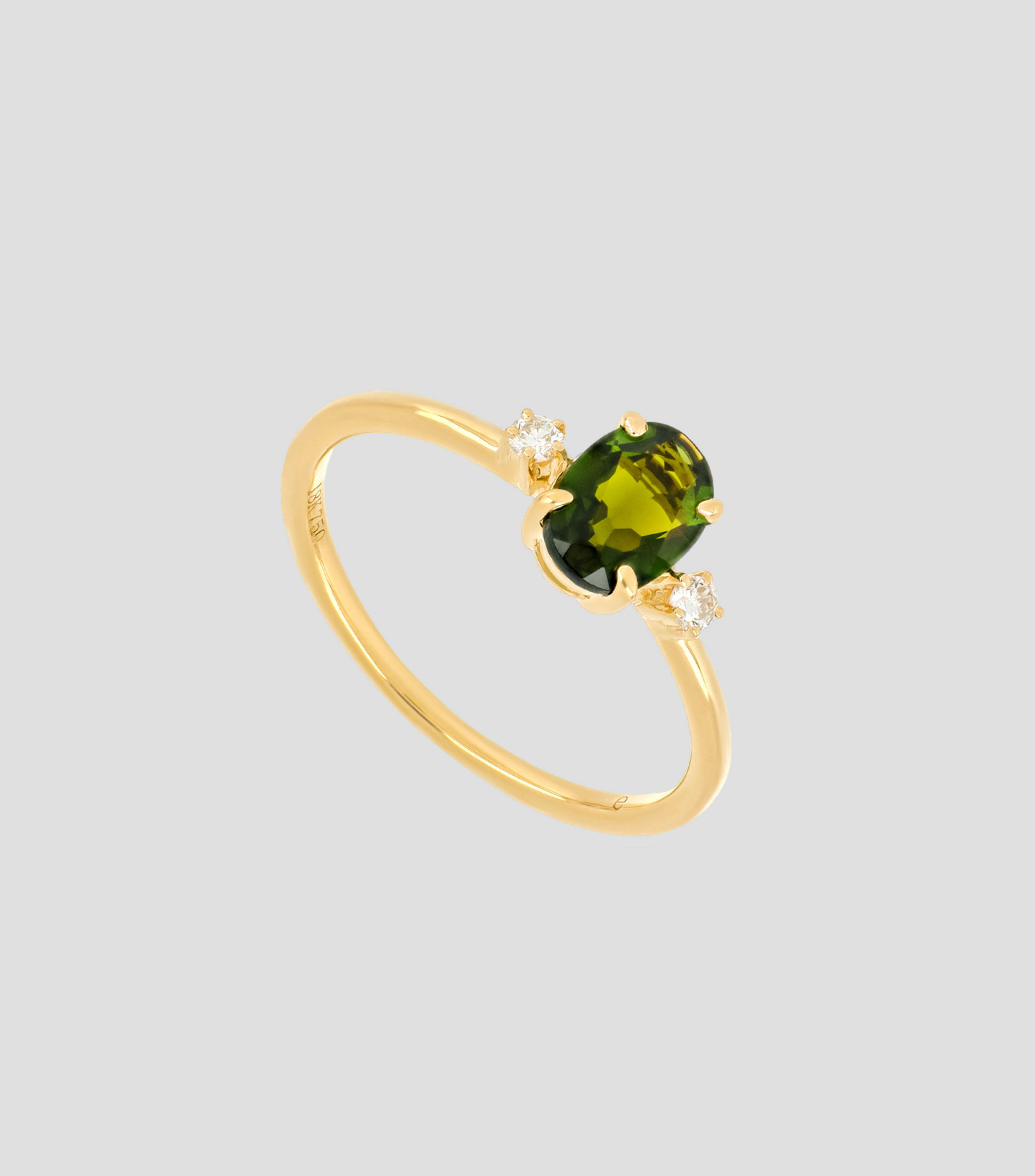 Anillo en oro amarillo de 18 Kilates con Turmalina Mujer