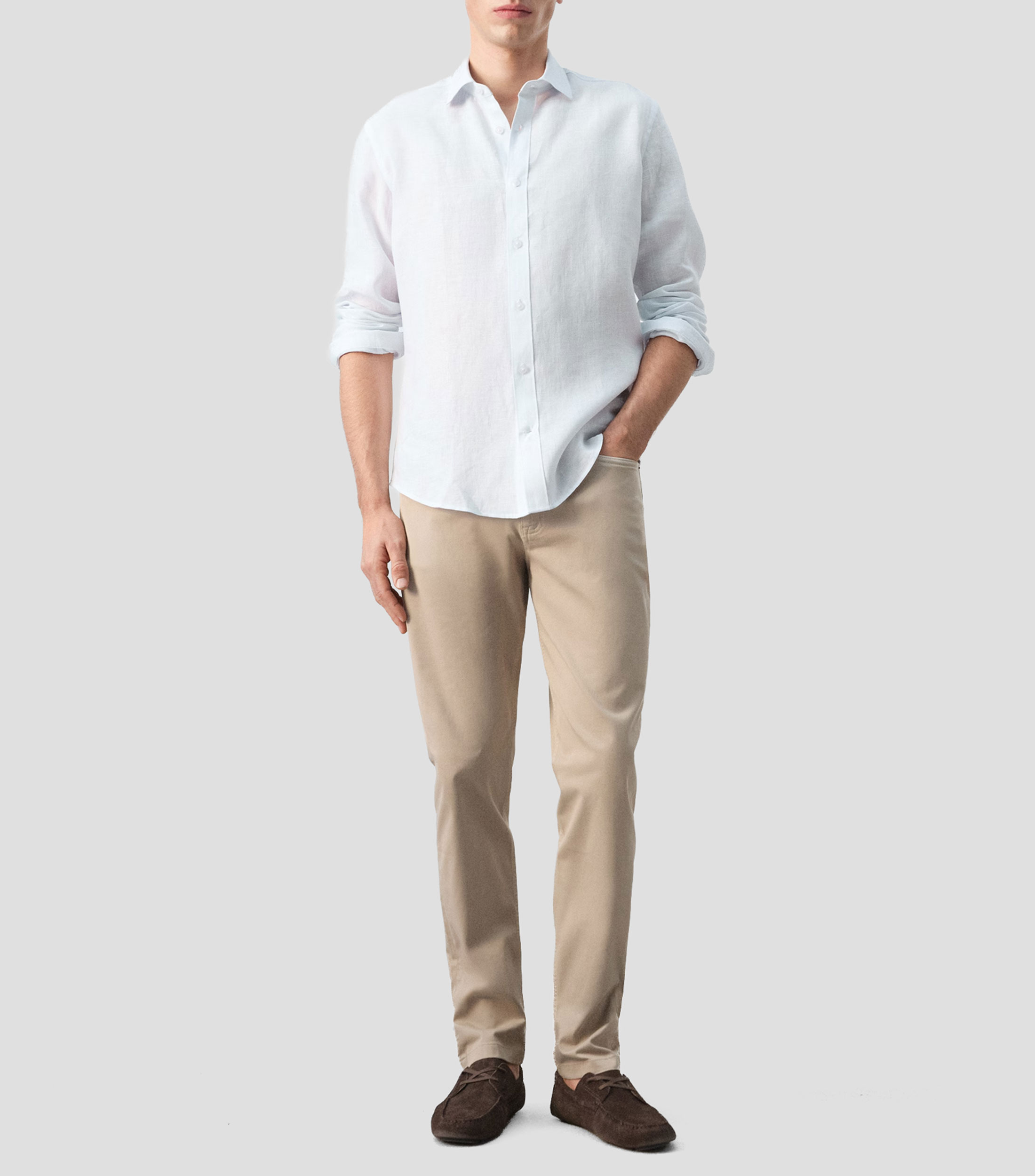 Camisa líneas manga larga Hombre