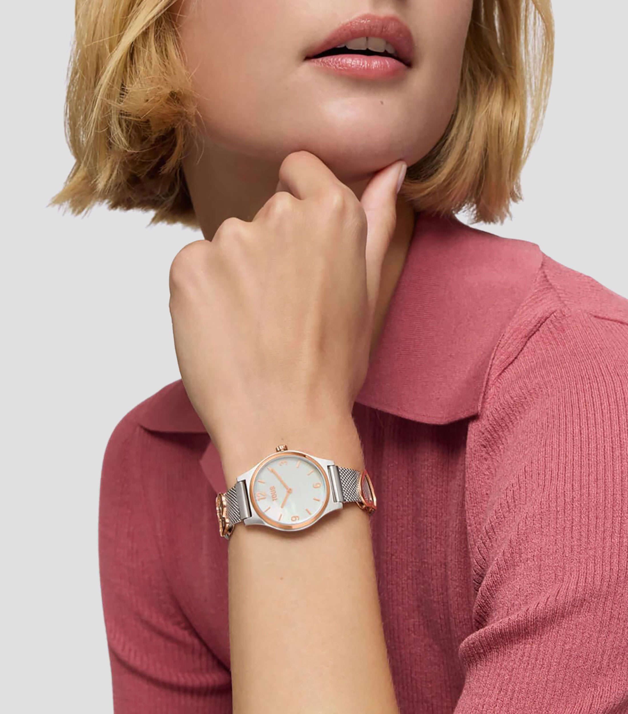 Reloj para Mujer Epic Icon Mesh Casual Plateado/Rosa