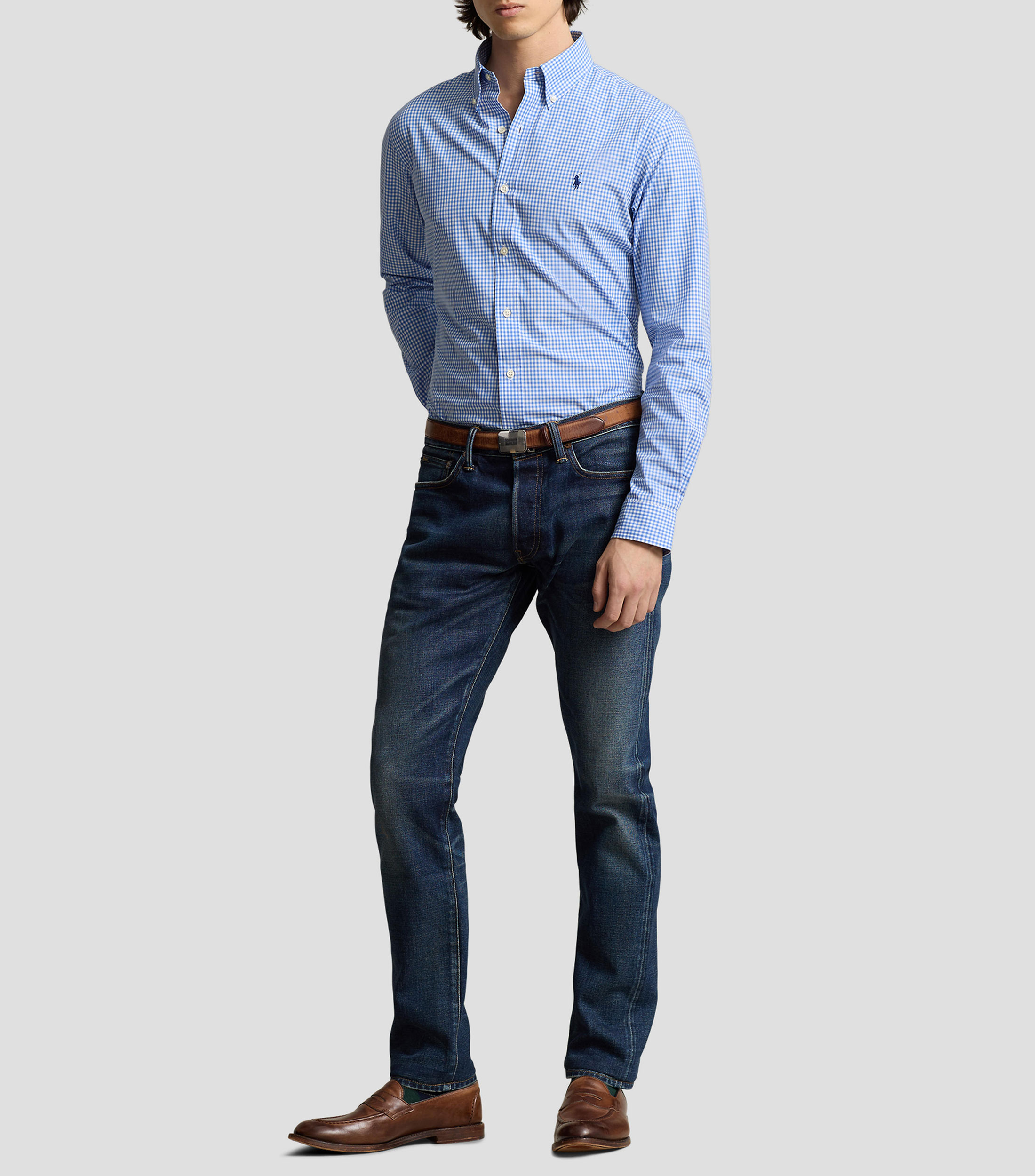 Camisa de cuadros manga larga Hombre