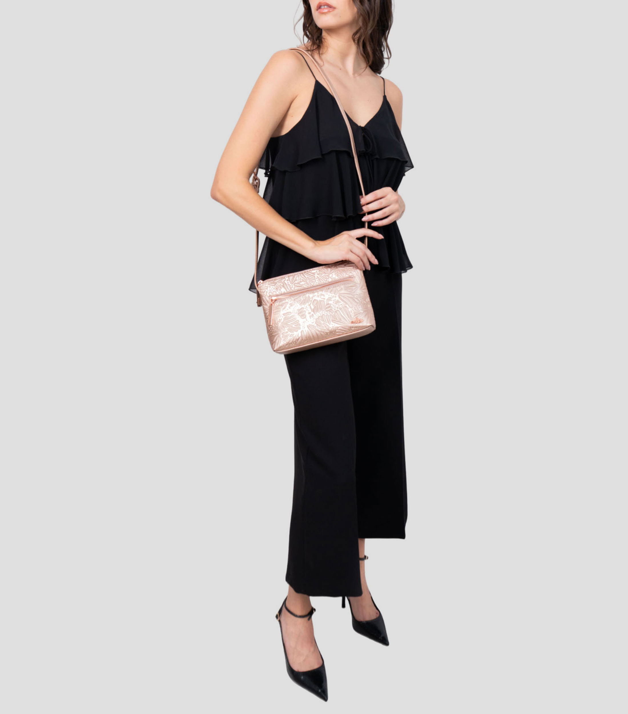 Bolsa crossbody rosa Yaakun con mariposas Mujer