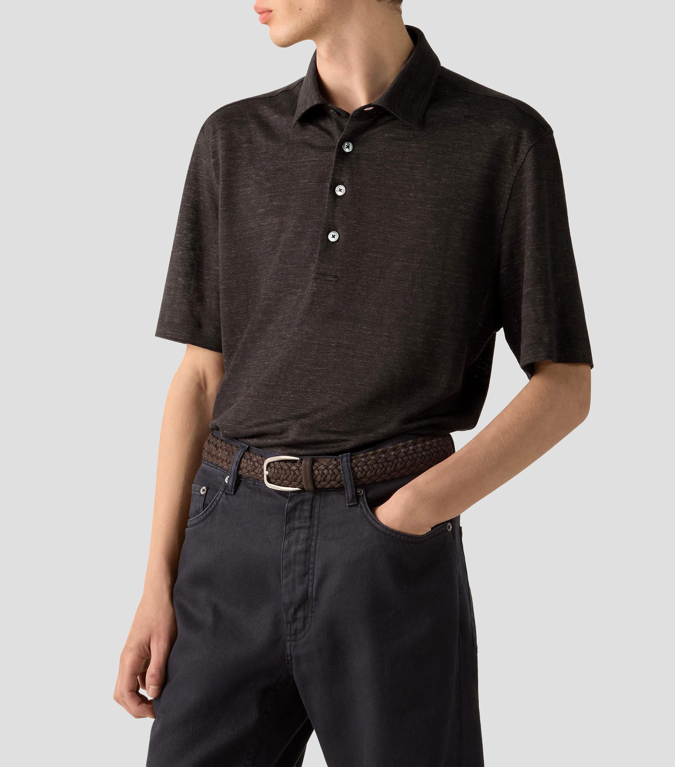 Playera tipo polo con manga corta lisa Hombre