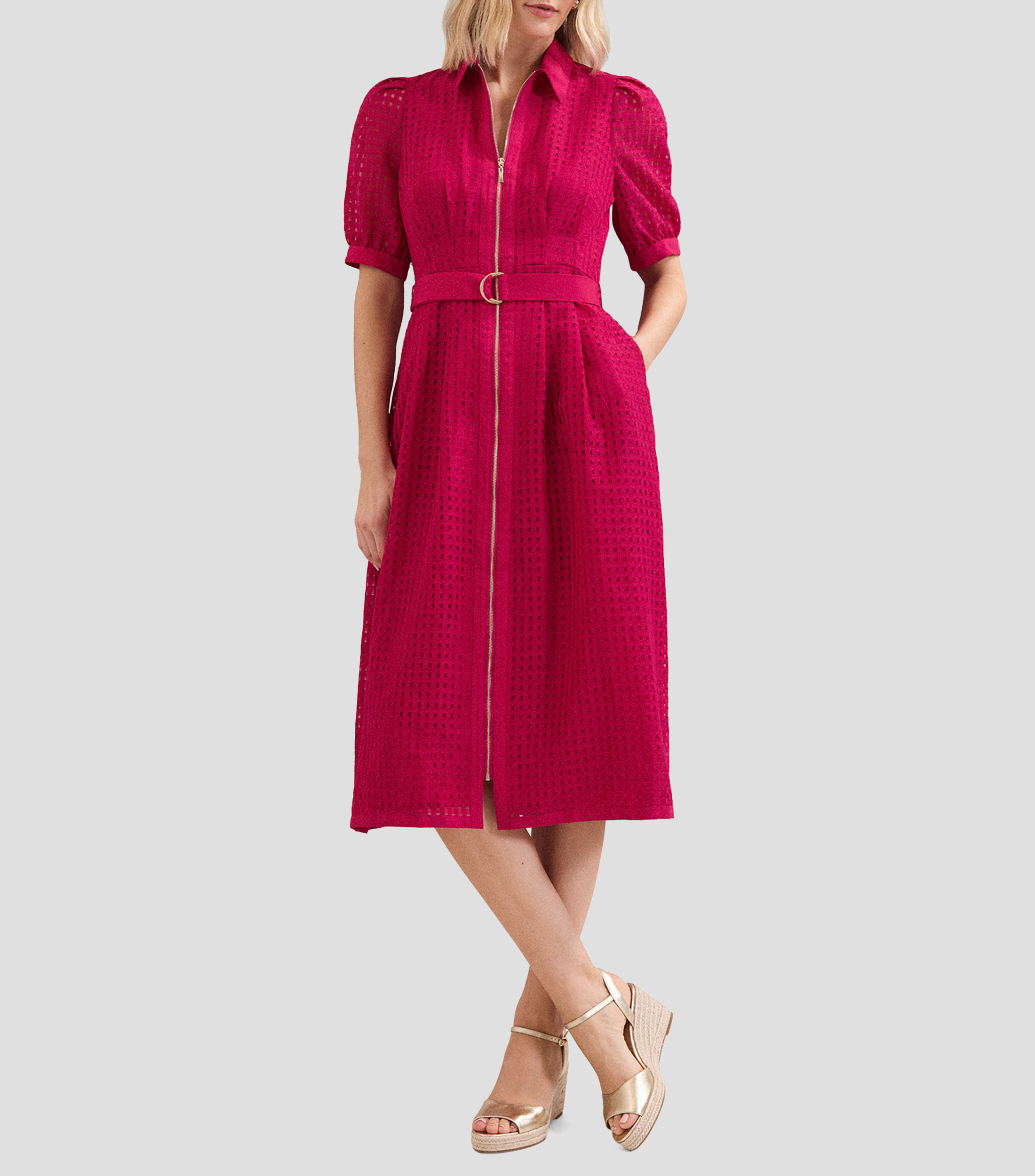Vestido midi con cuadros Mujer