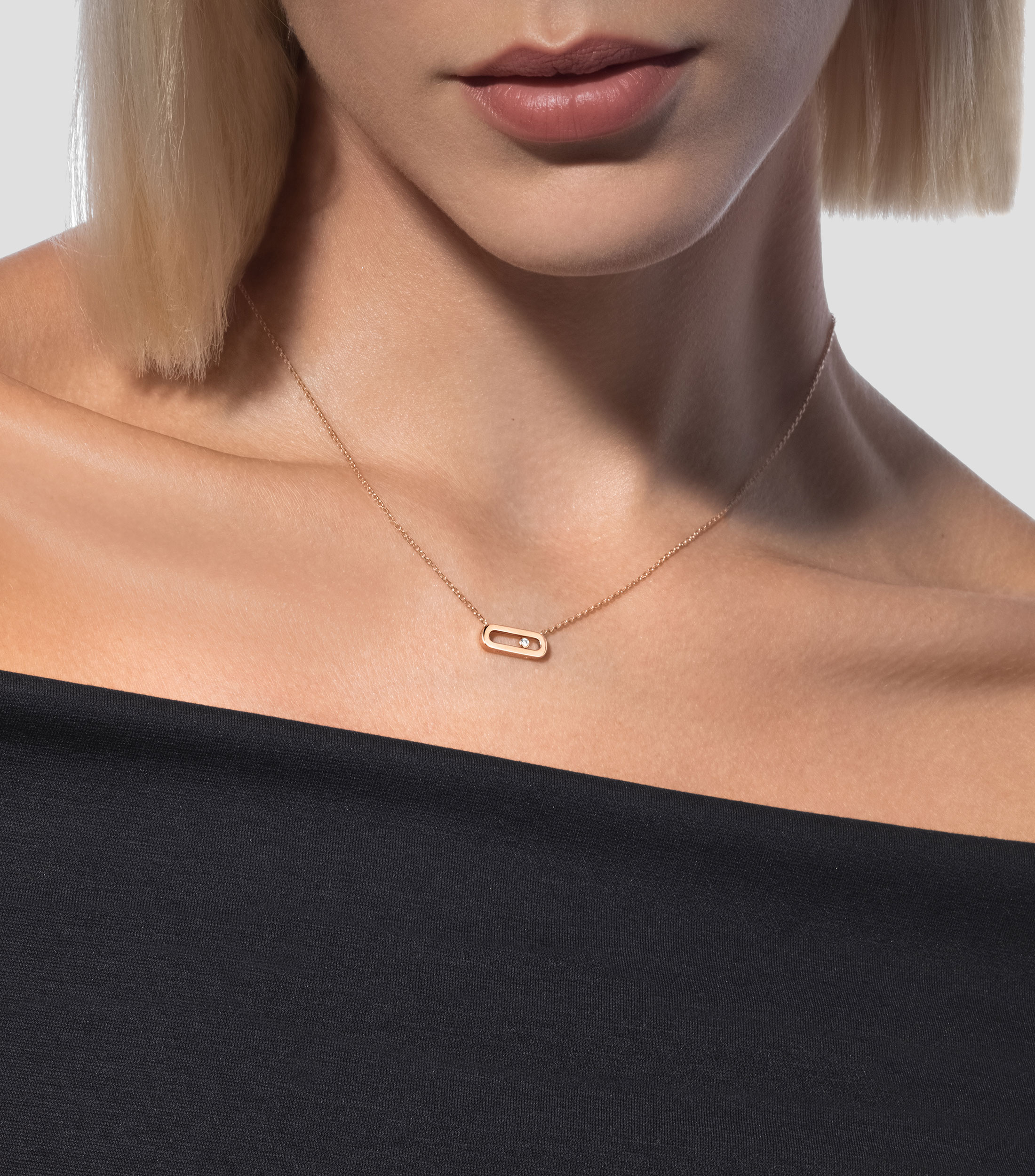 Collar en oro rosa de 18 kilates con diamante Move Uno Mujer