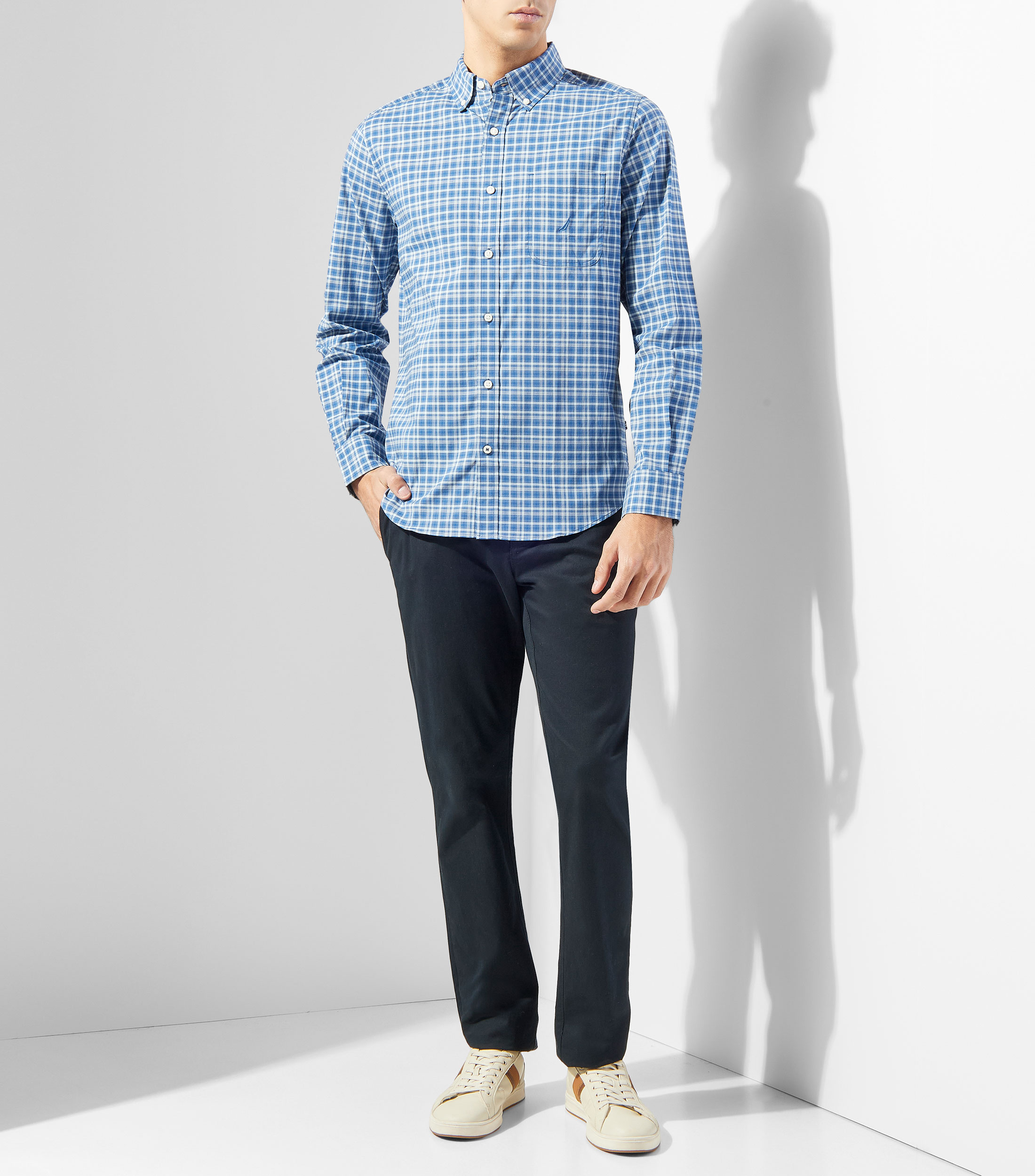 Camisa de cuadros con manga larga Hombre