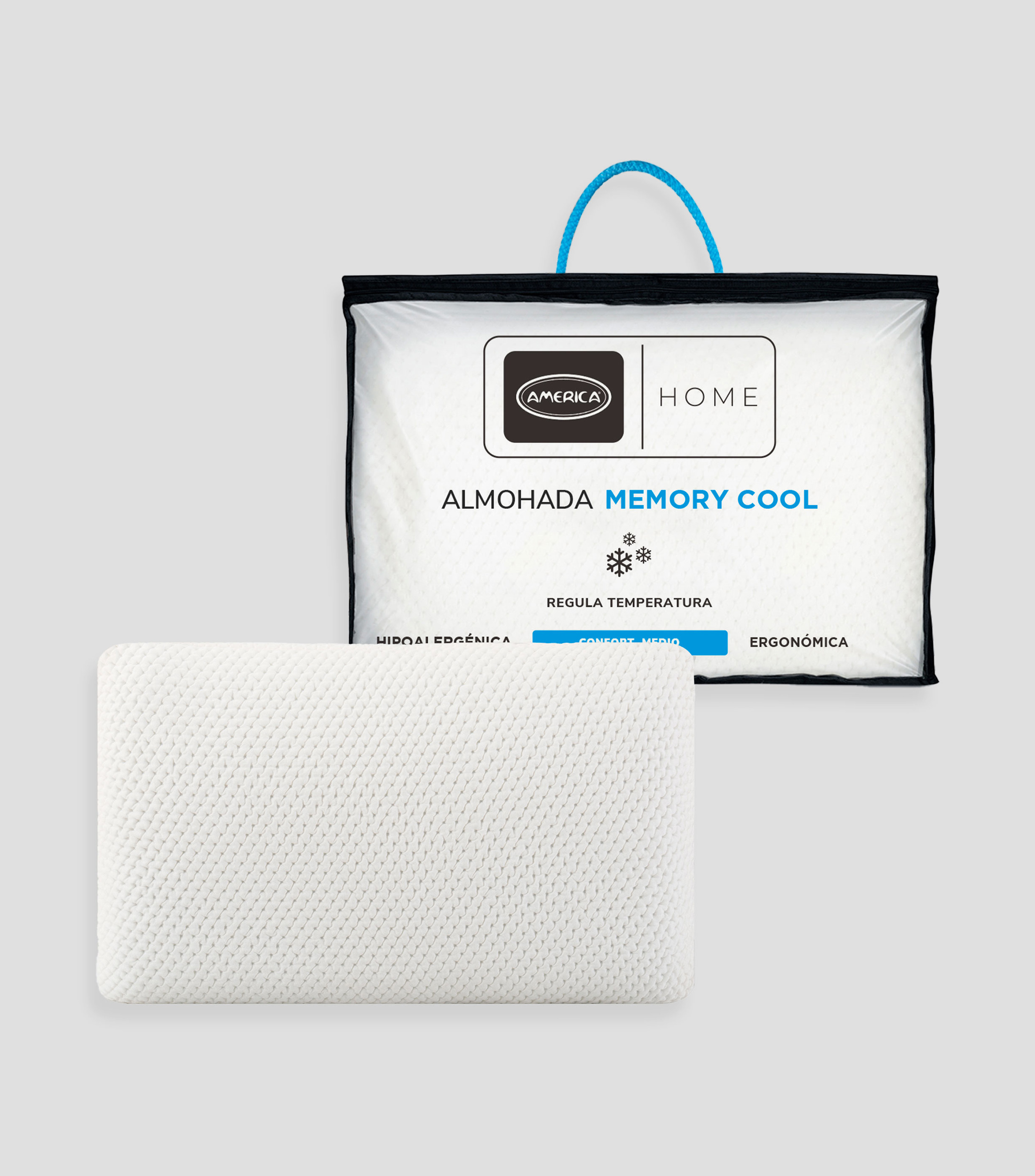 Almohada Estándar Viscoelástico Inyectado Confort Medio Cool Care Blanca