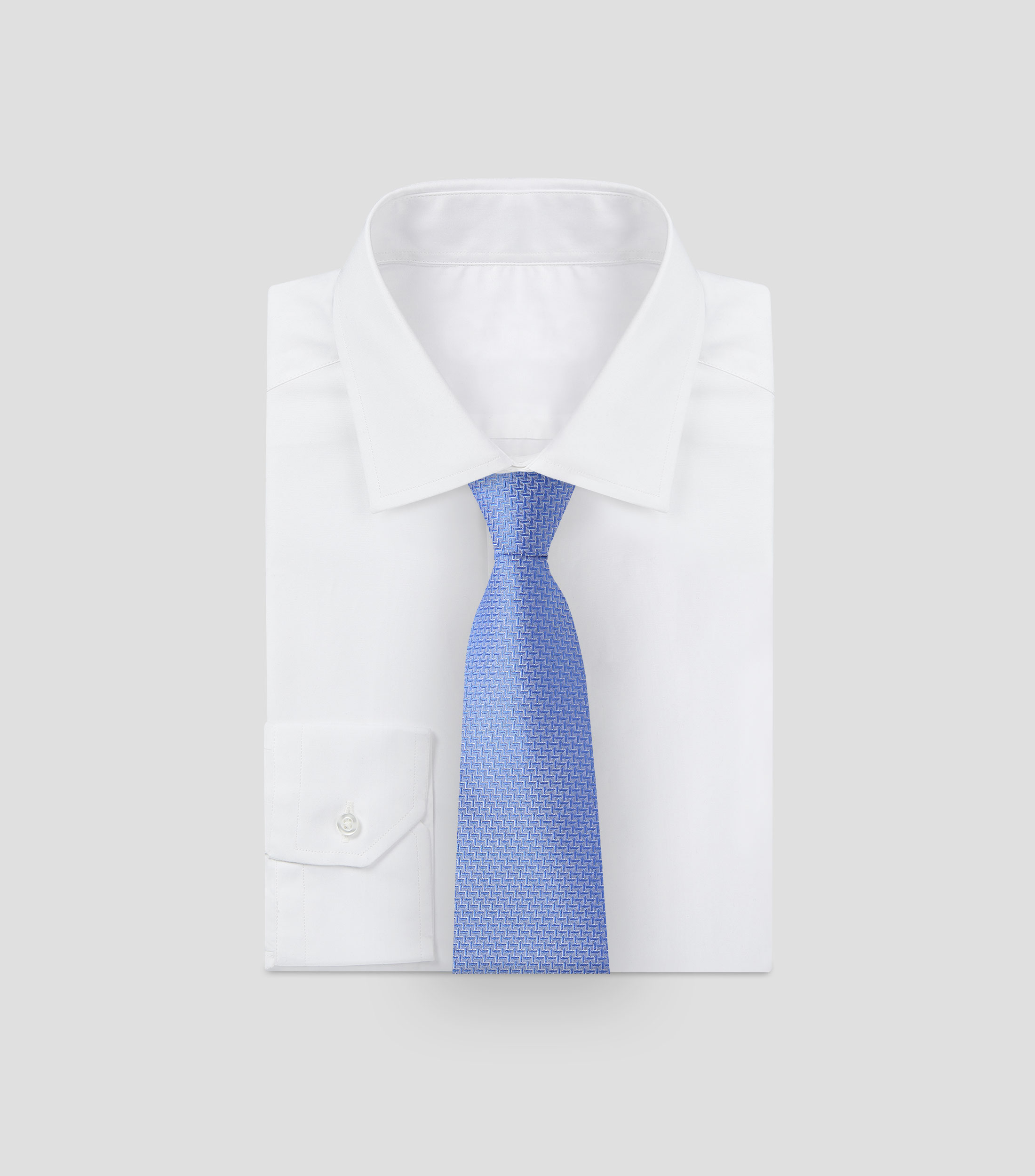 Corbata ancha en seda azul estampada