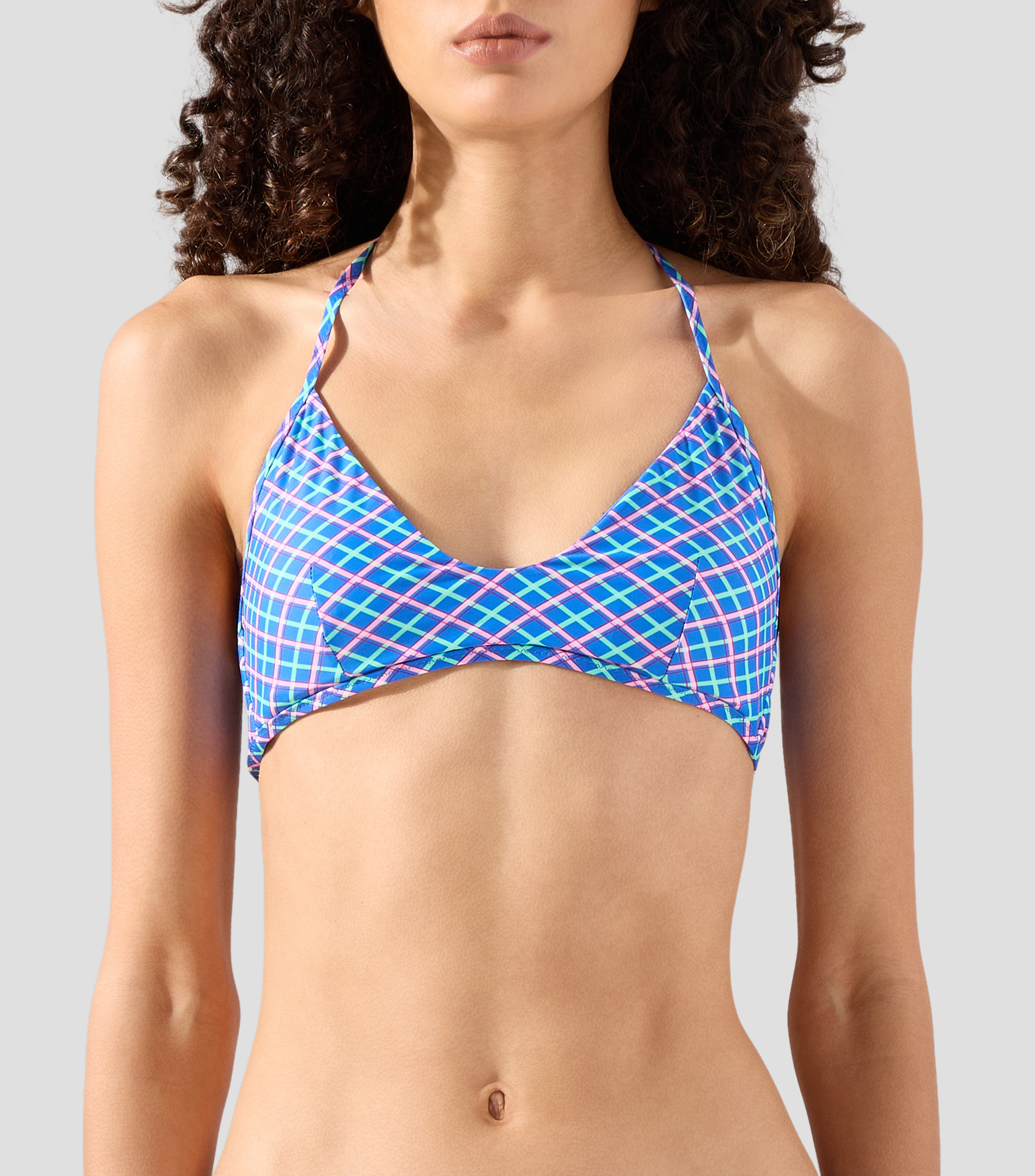 Bikini top con cuadros Mujer