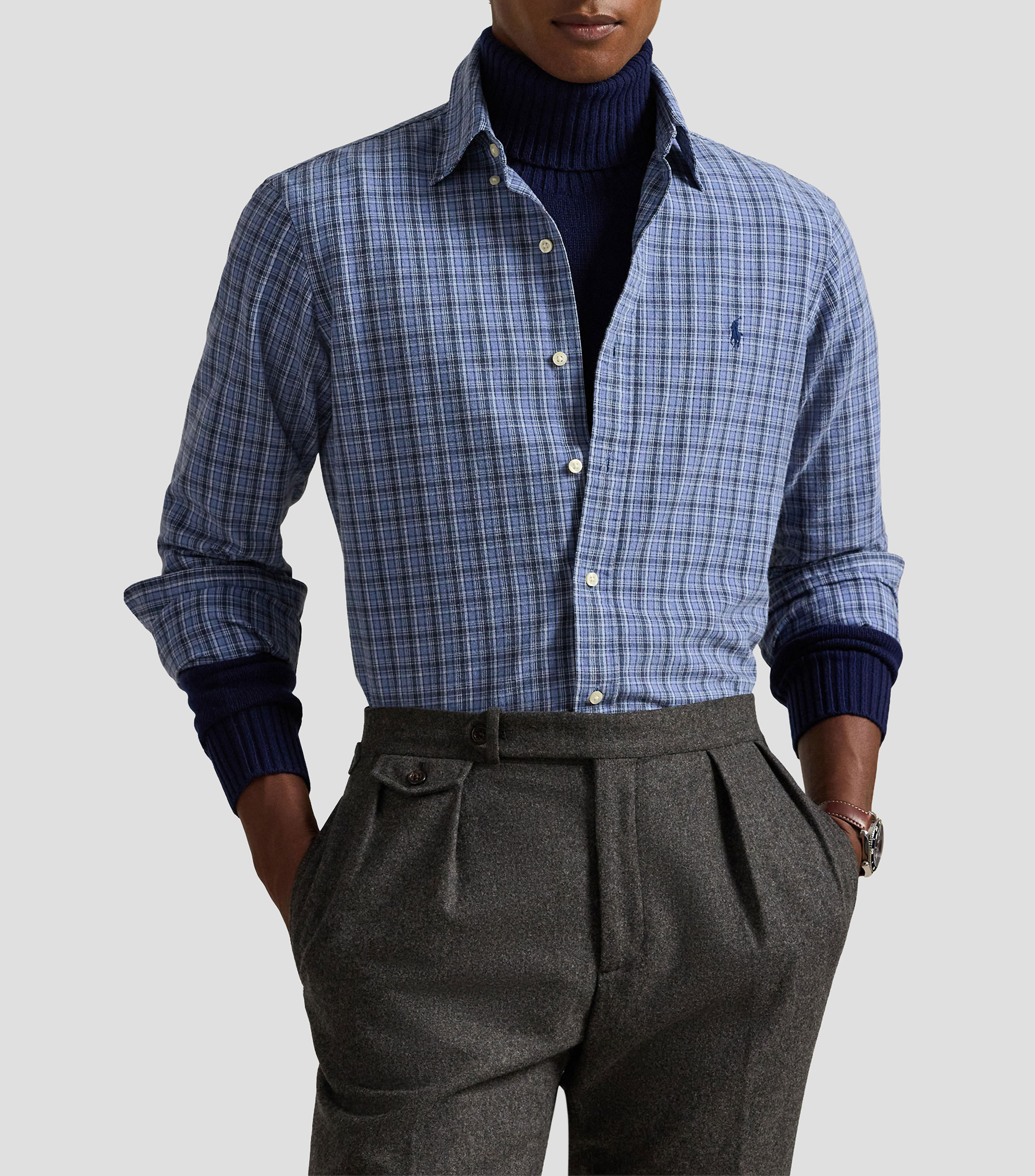 Camisa a cuadros de manga larga Hombre
