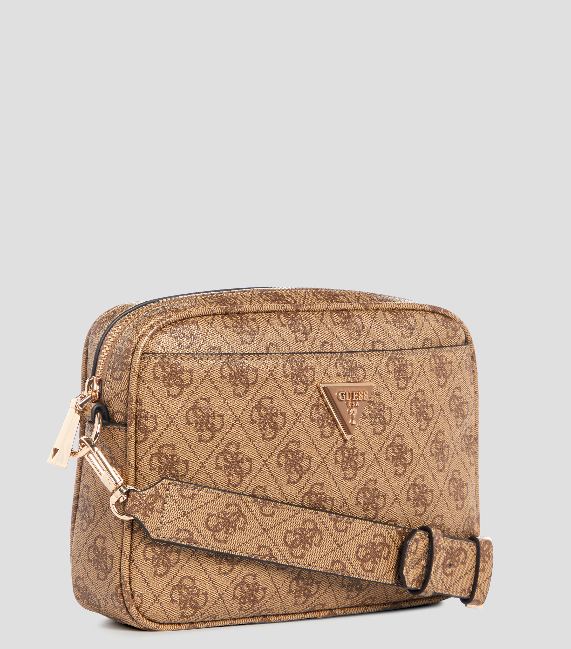 Bolsa crossbody café estampada Mujer