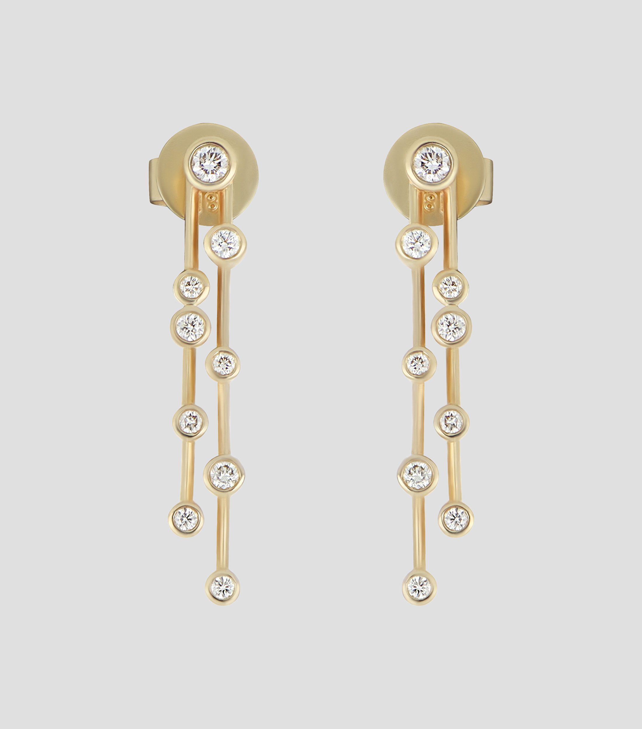 Aretes en oro amarillo de 14 kilates con diamantes Mujer