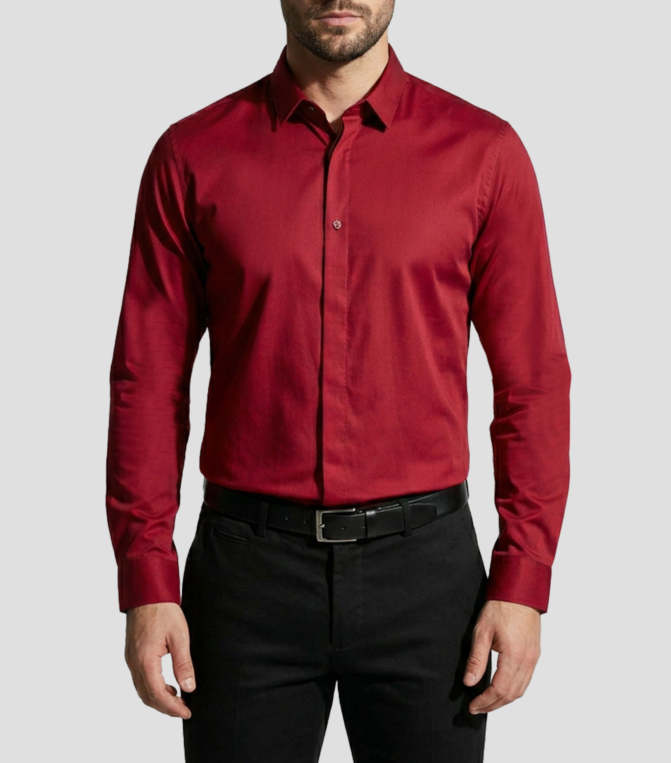 Camisa lisa manga larga Hombre