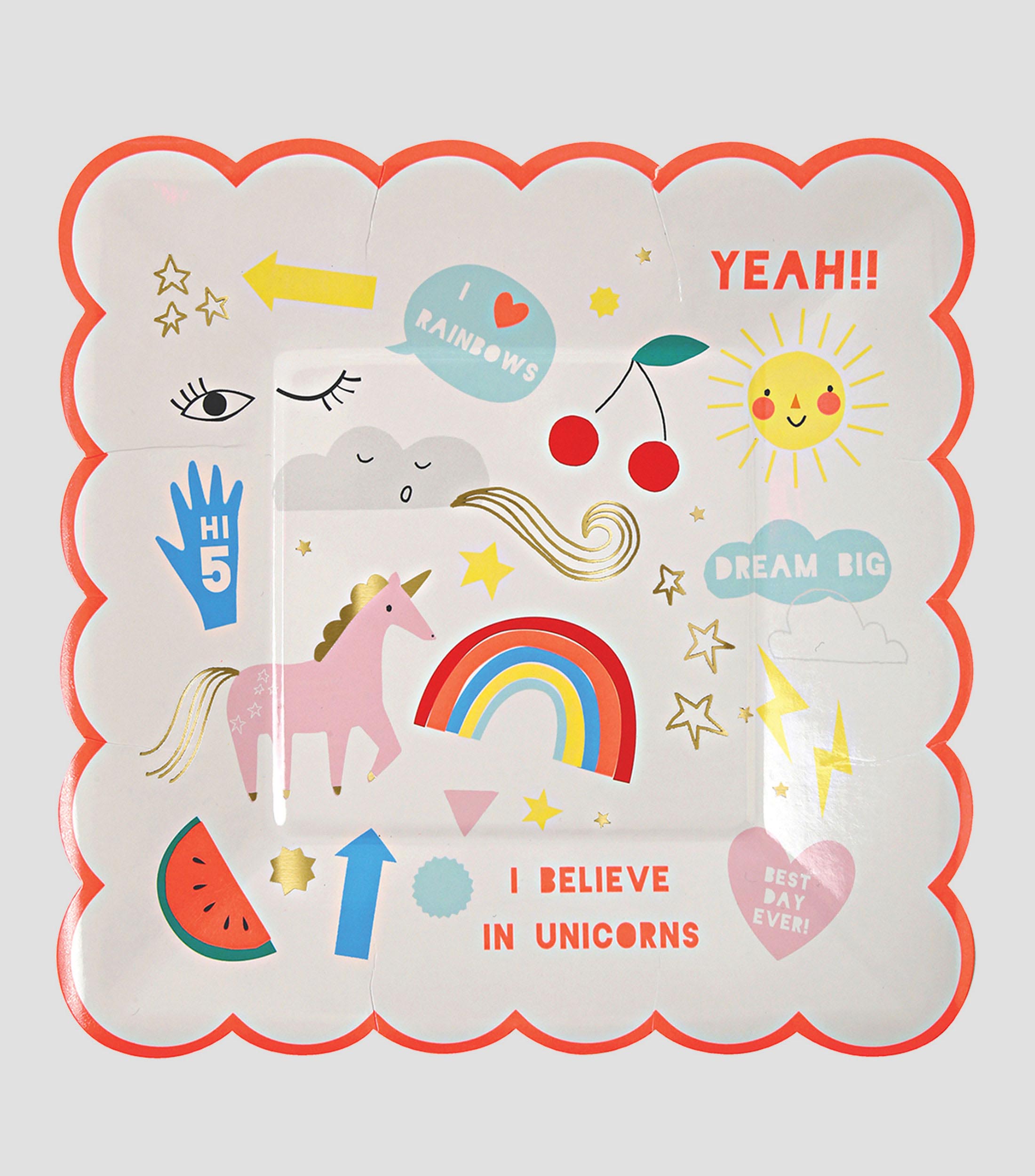 Platos para cumpleaños I Believe in Unicorns