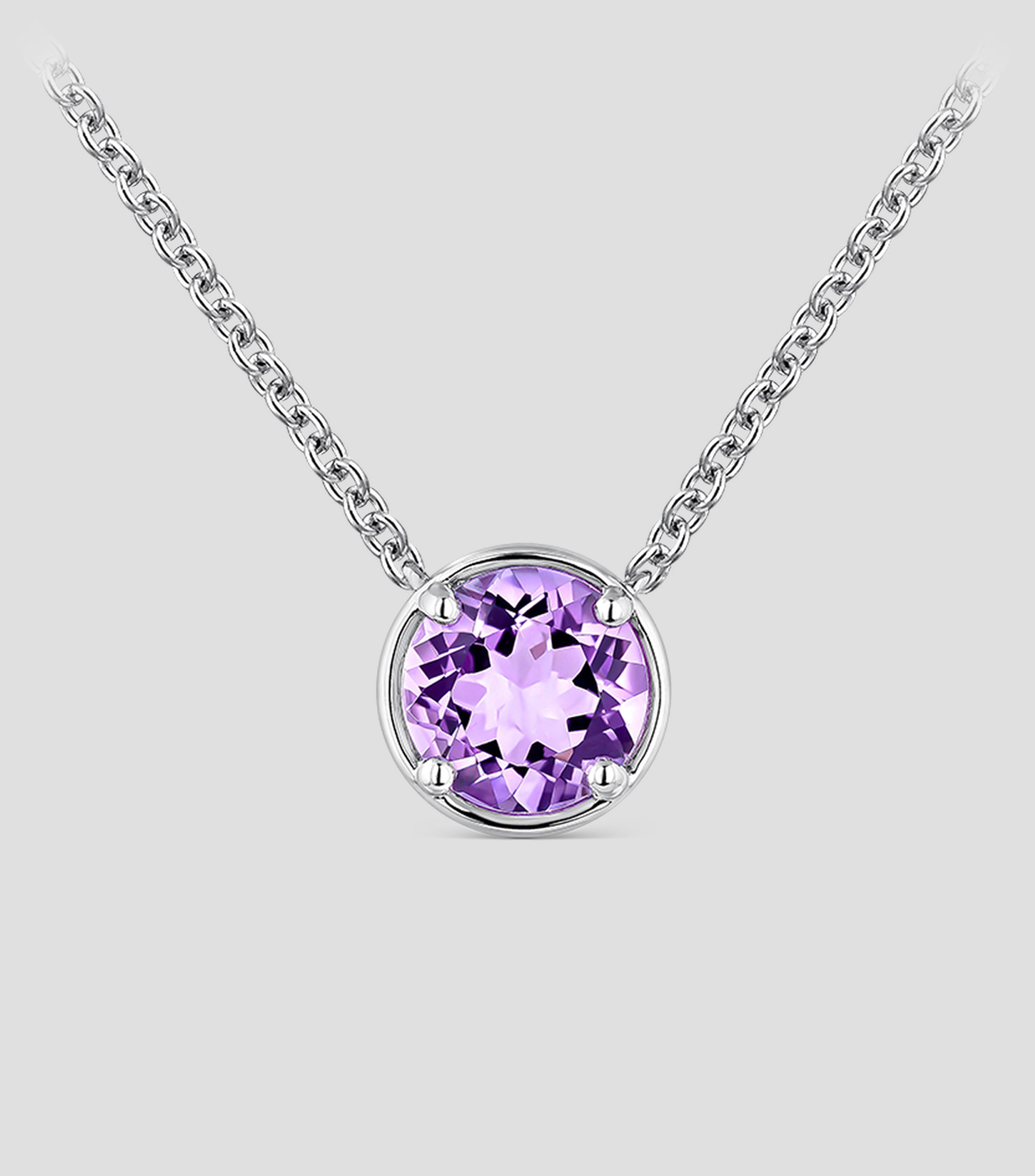 Cadena y Colgante en plata con amatista Mujer