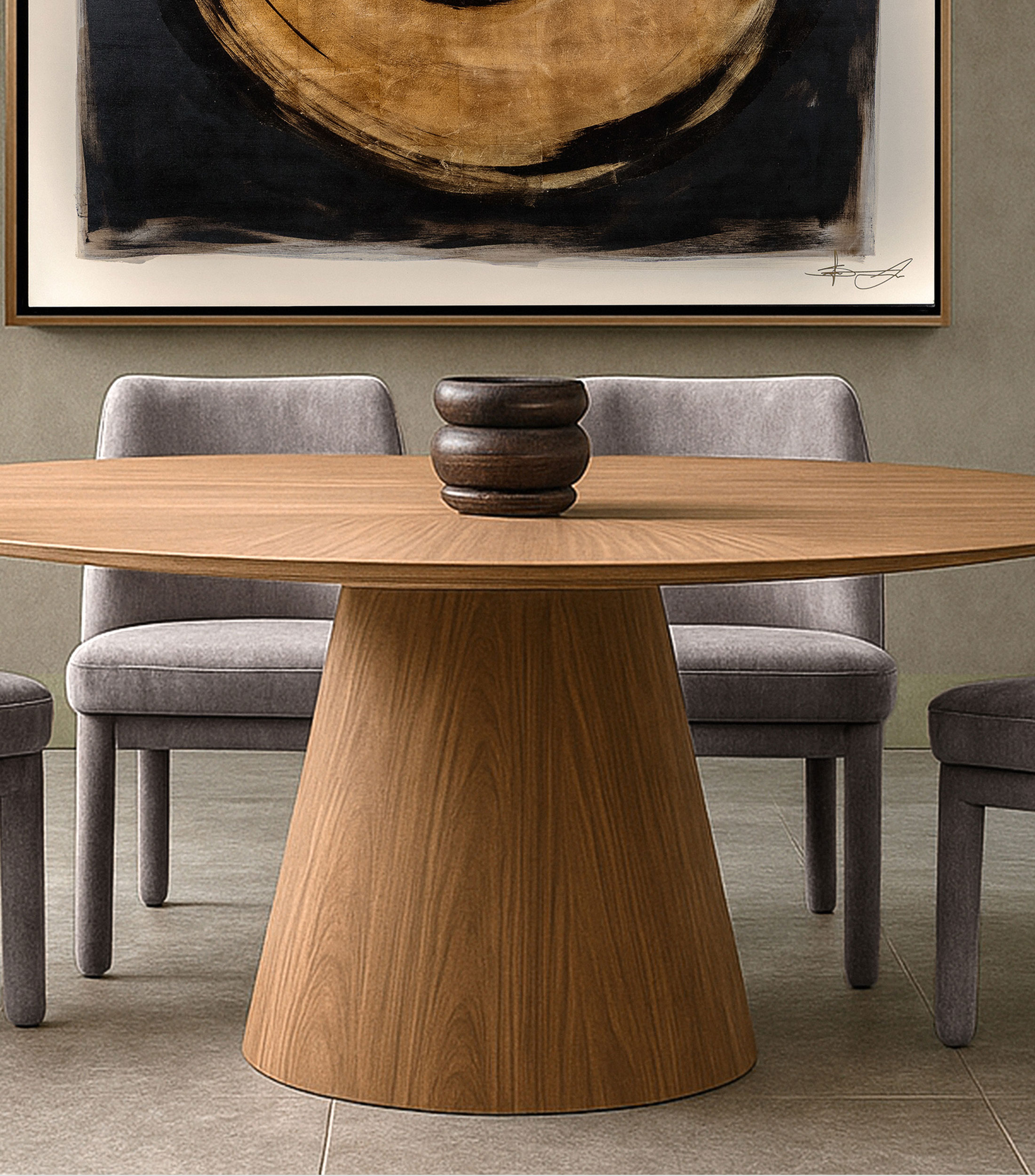 Vasija decorativa Chestnut en madera de Paulownia