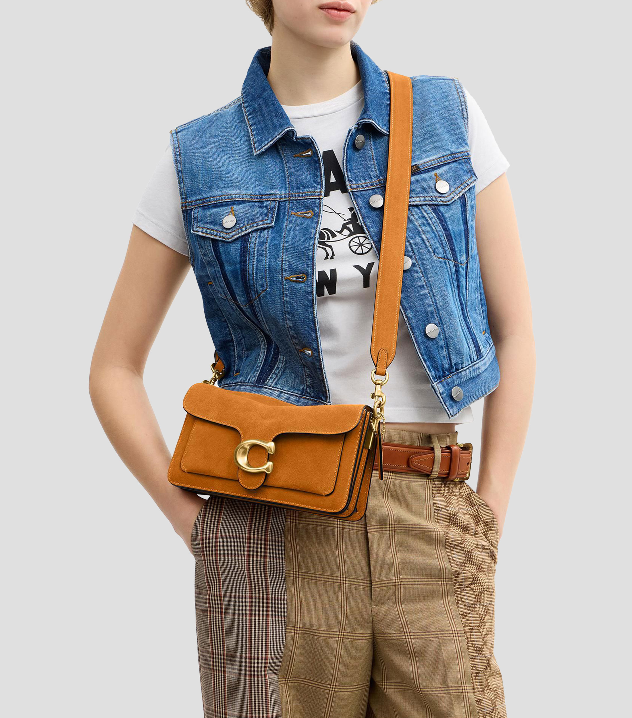 Bolsa shoulder café en piel Tabby 26 lisa Mujer