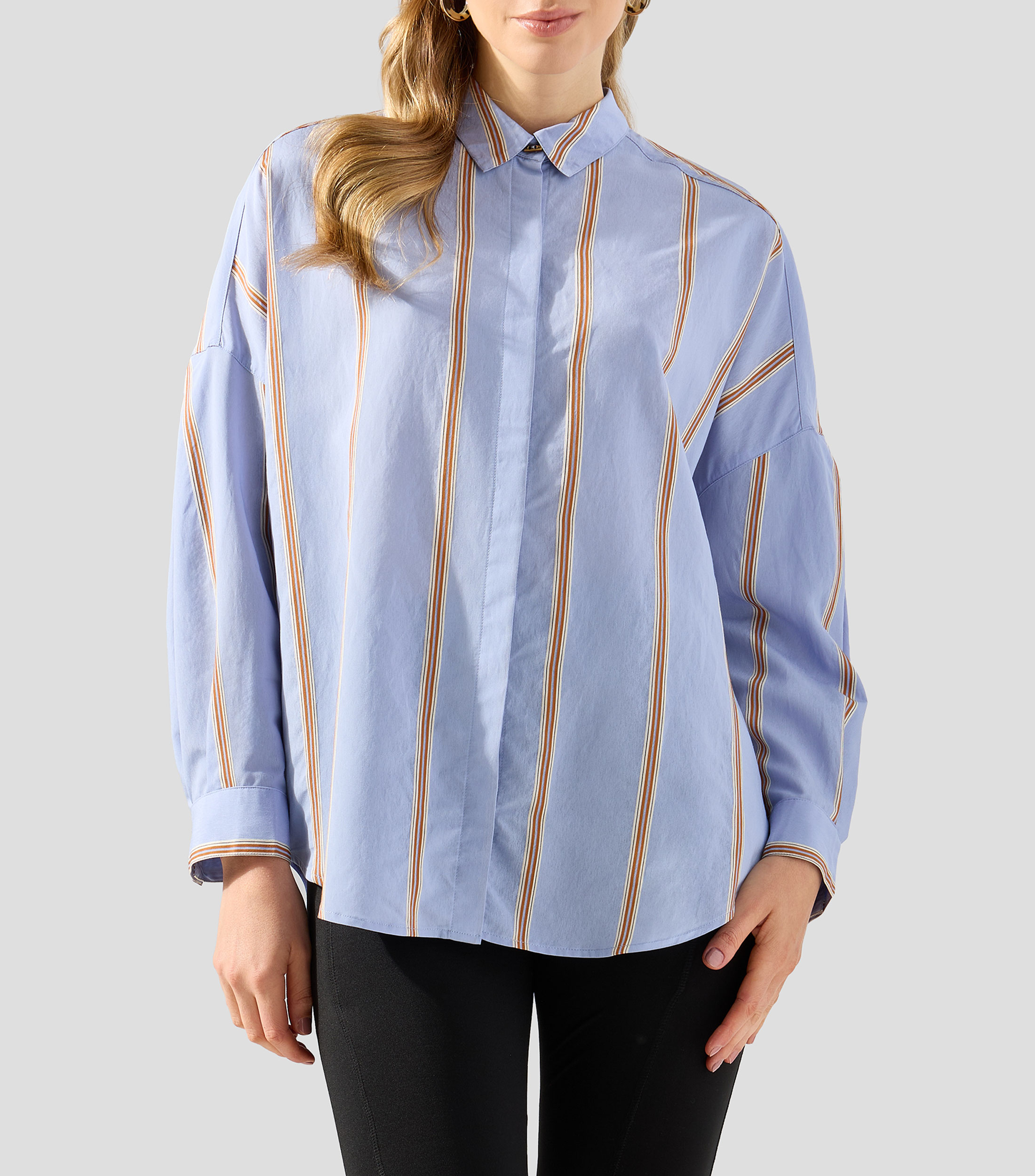 Camisa a rayas manga larga Mujer