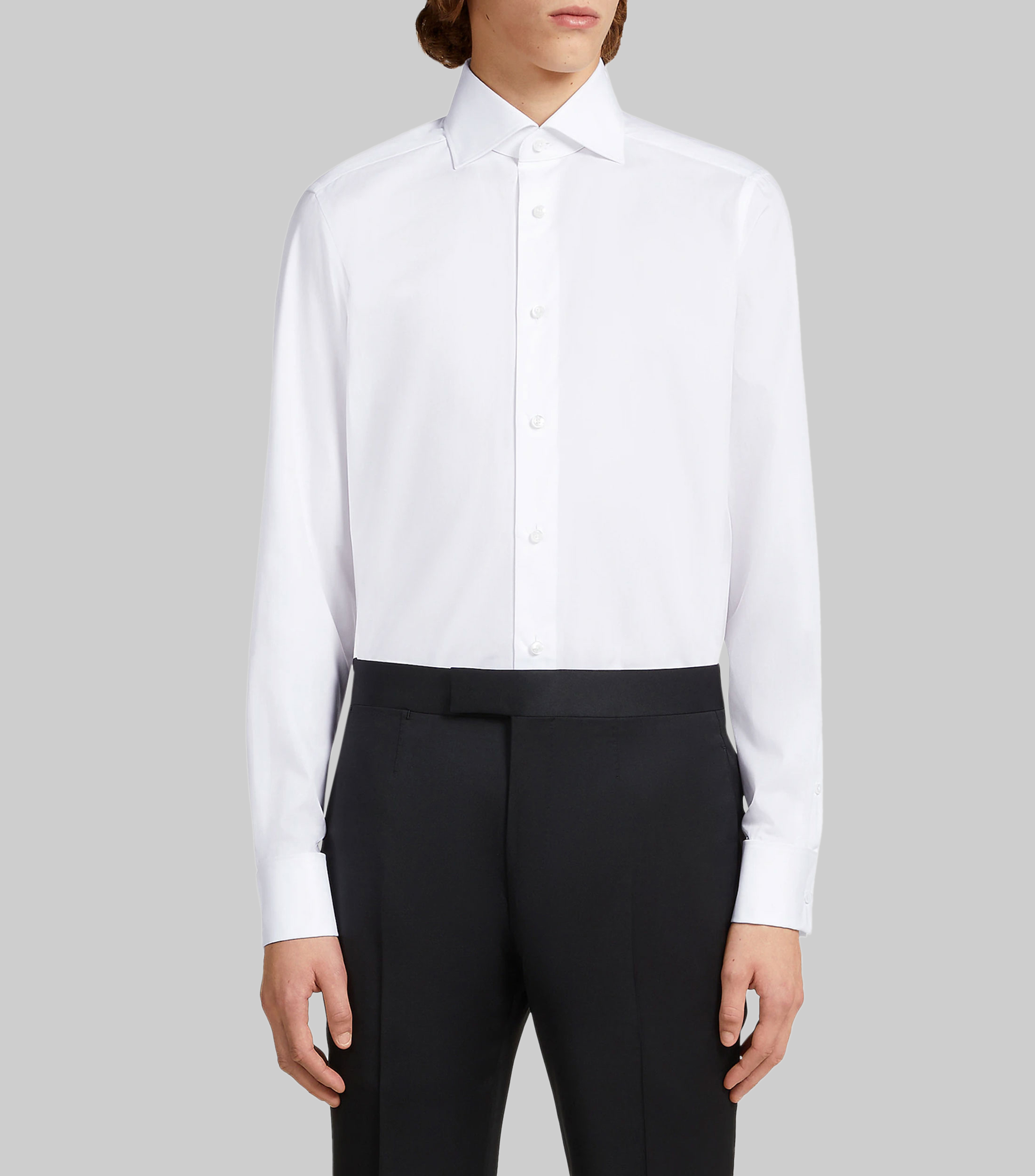 Camisa de vestir sólida manga larga Hombre