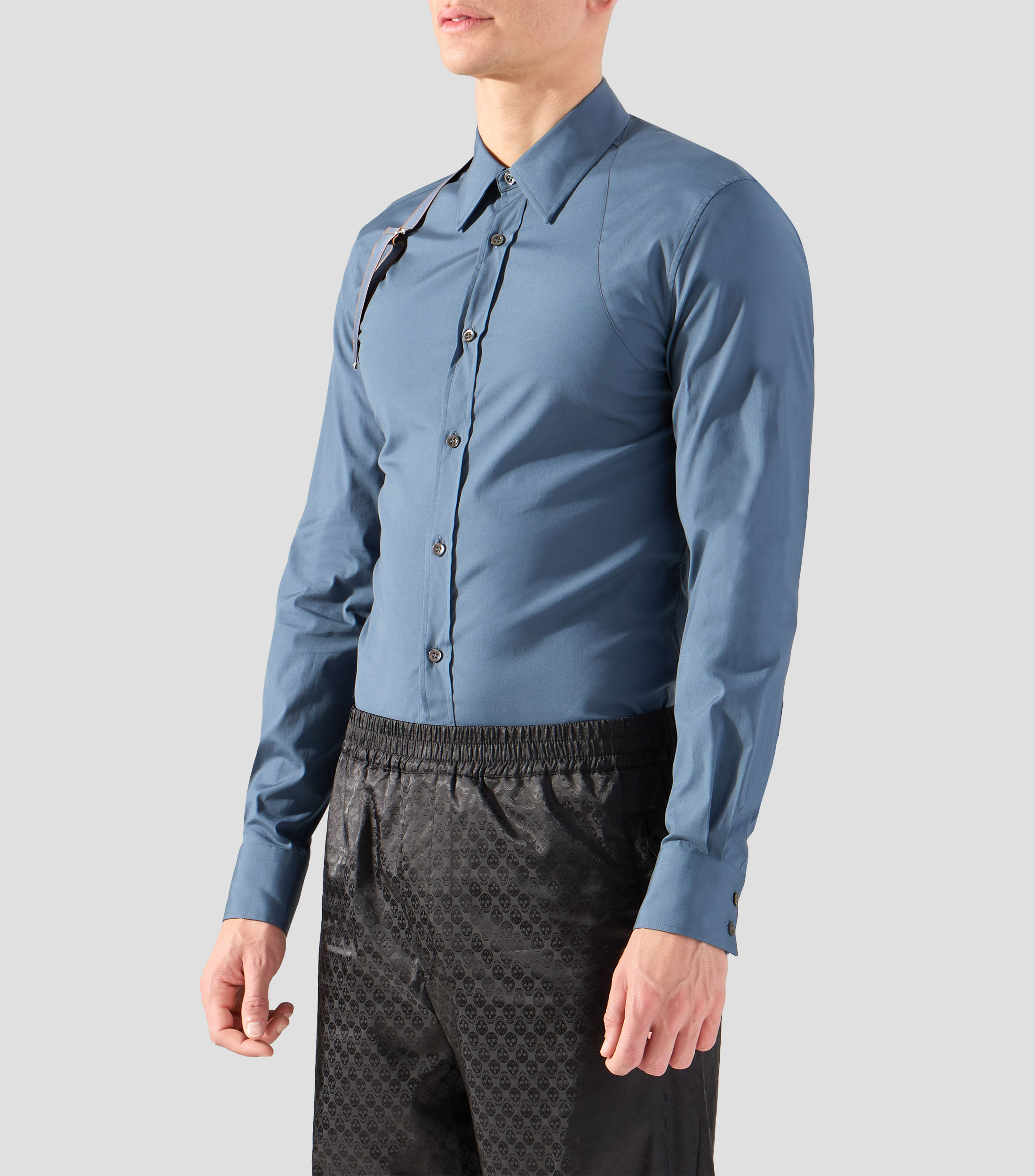 Camisa lisa con manga larga Hombre