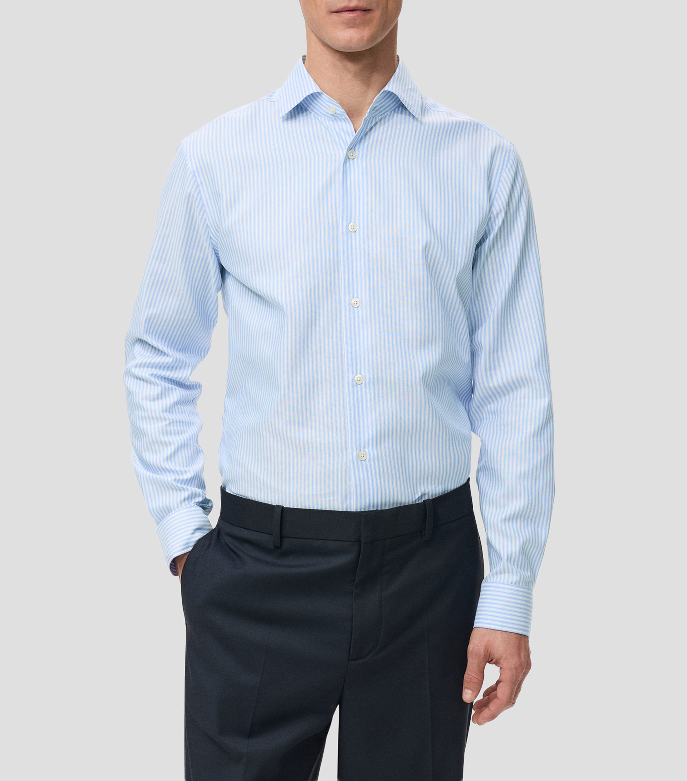 Camisa líneas manga larga Hombre
