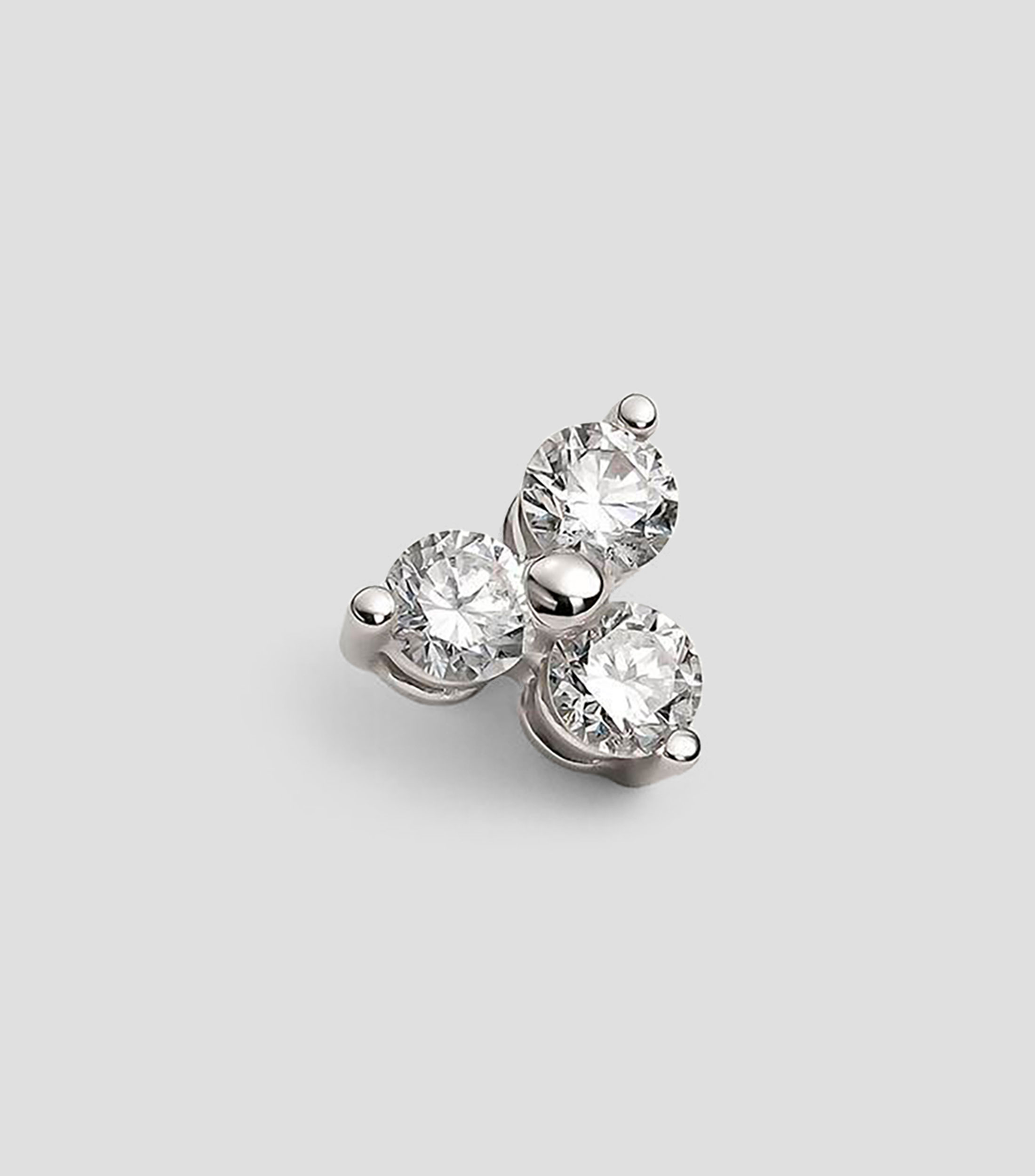 Pendiente individual en oro blanco de 18 kilates con diamantes Mujer