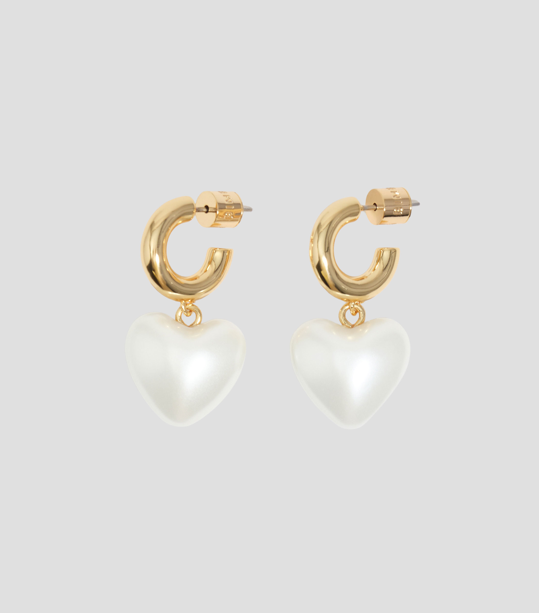 Pendientes aro dorados y corazón perla Mujer