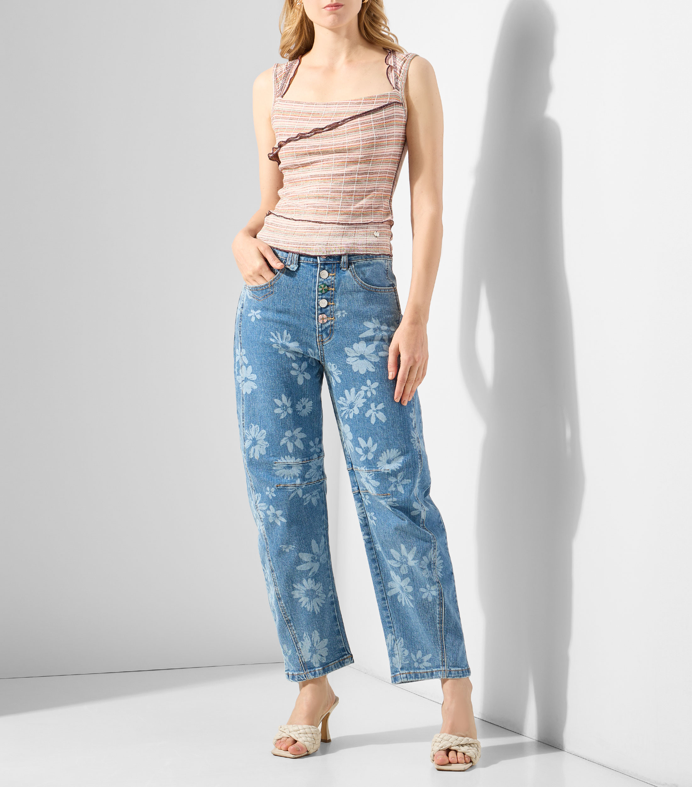 Blusa rayas sin mangas Mujer