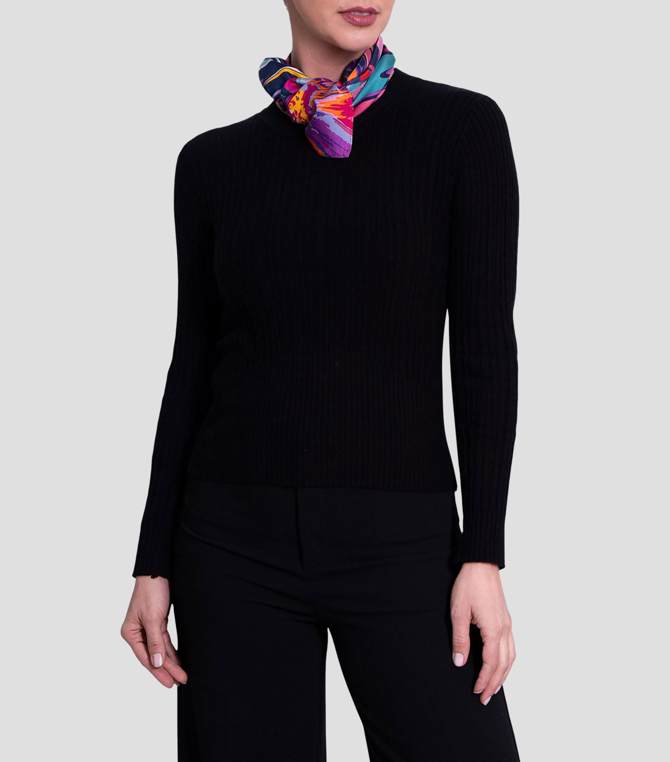 Mascada en seda morado estampada Mujer