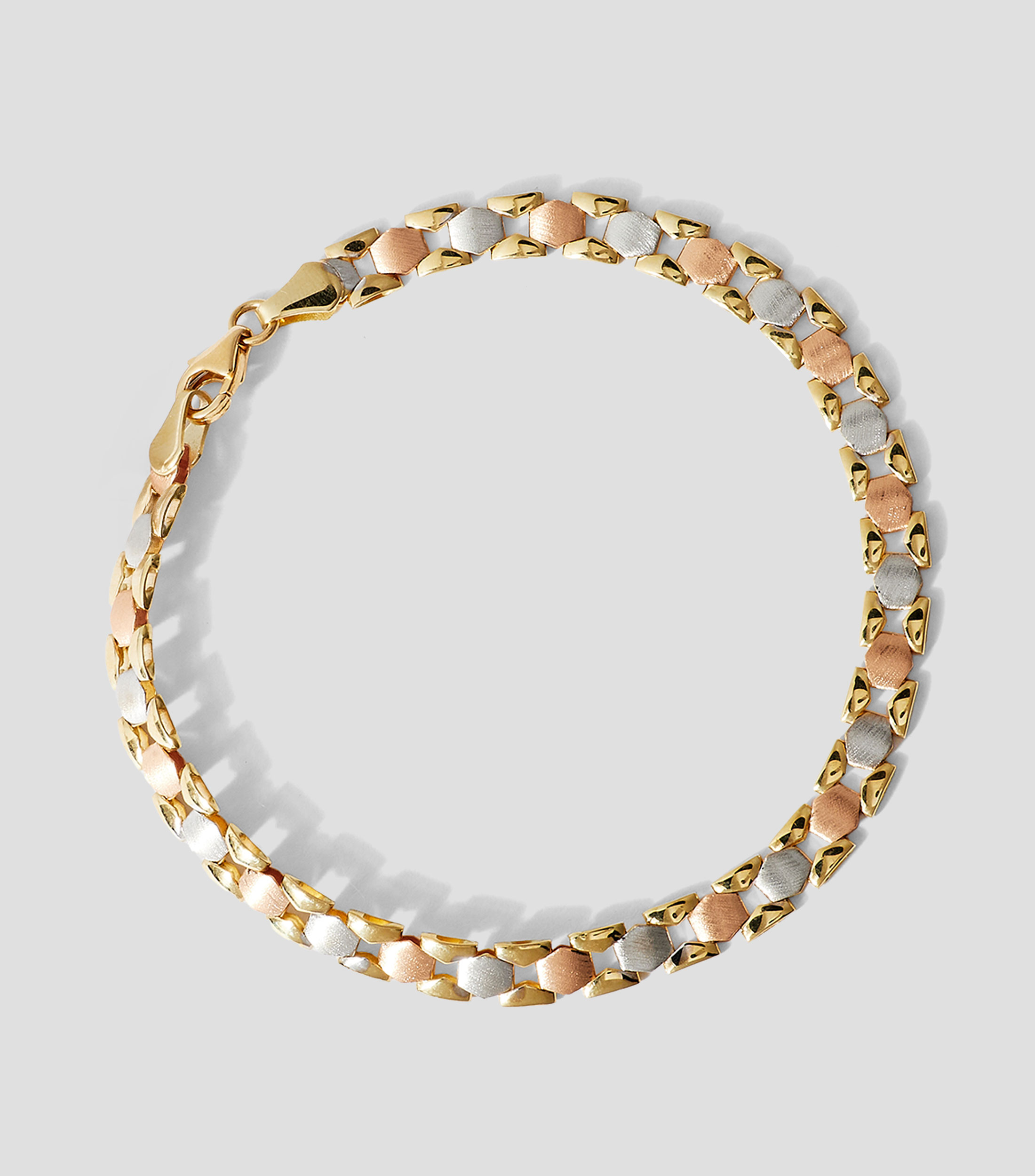 Pulsera satinada en oro de 14 kilates Mujer