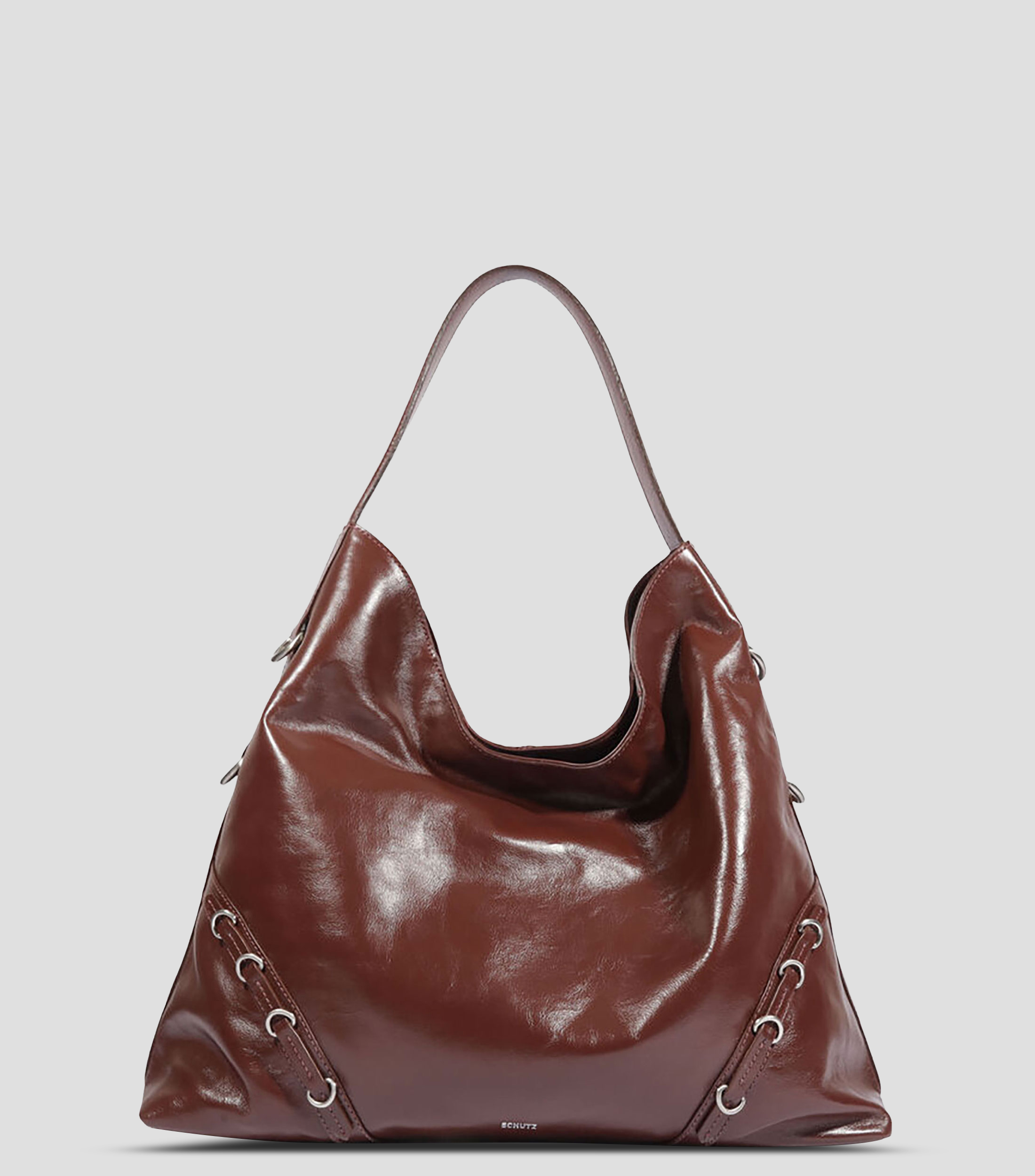 Bolsa Hobo café en piel Mujer