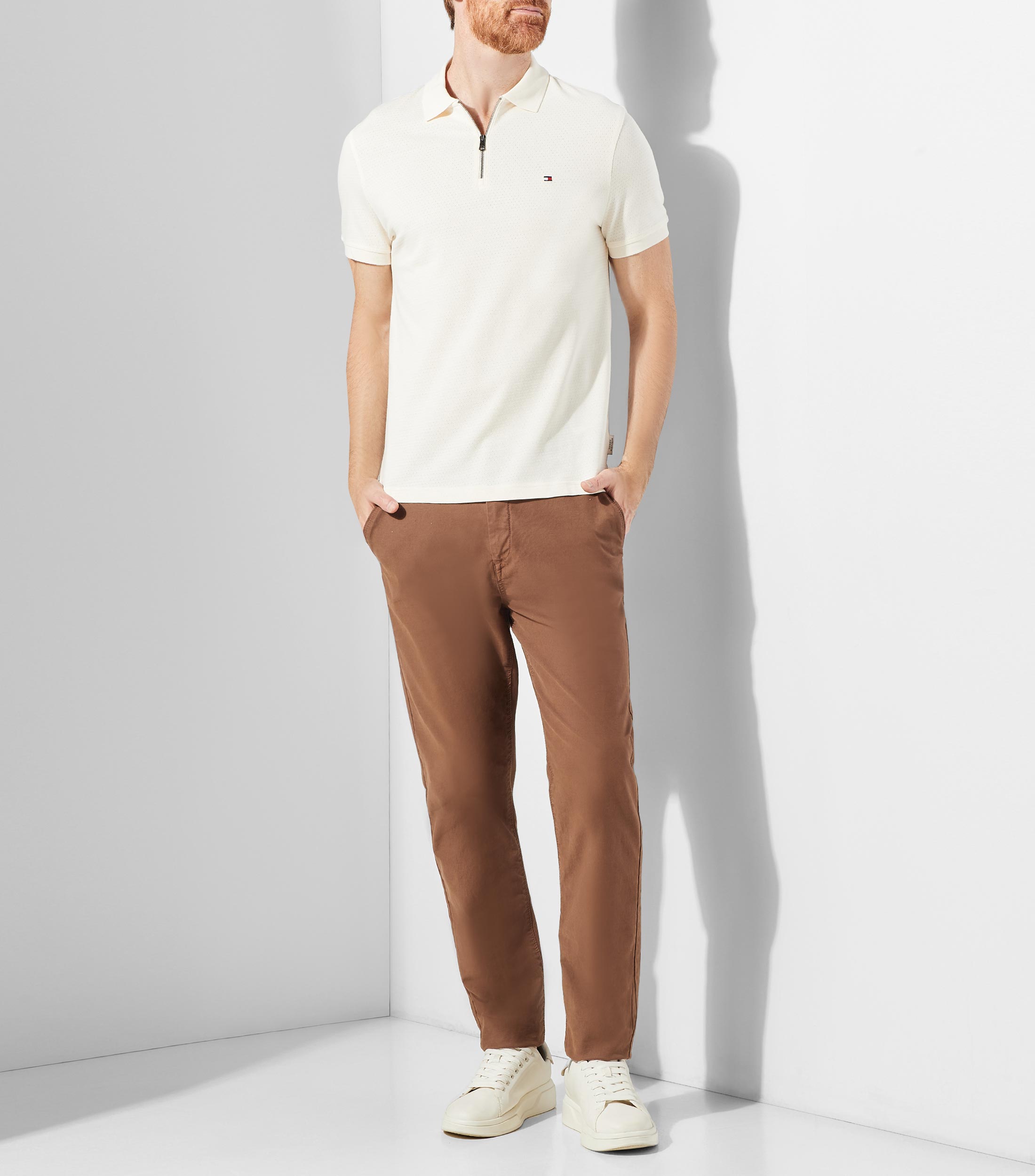 Playera tipo polo manga corta sólida Hombre