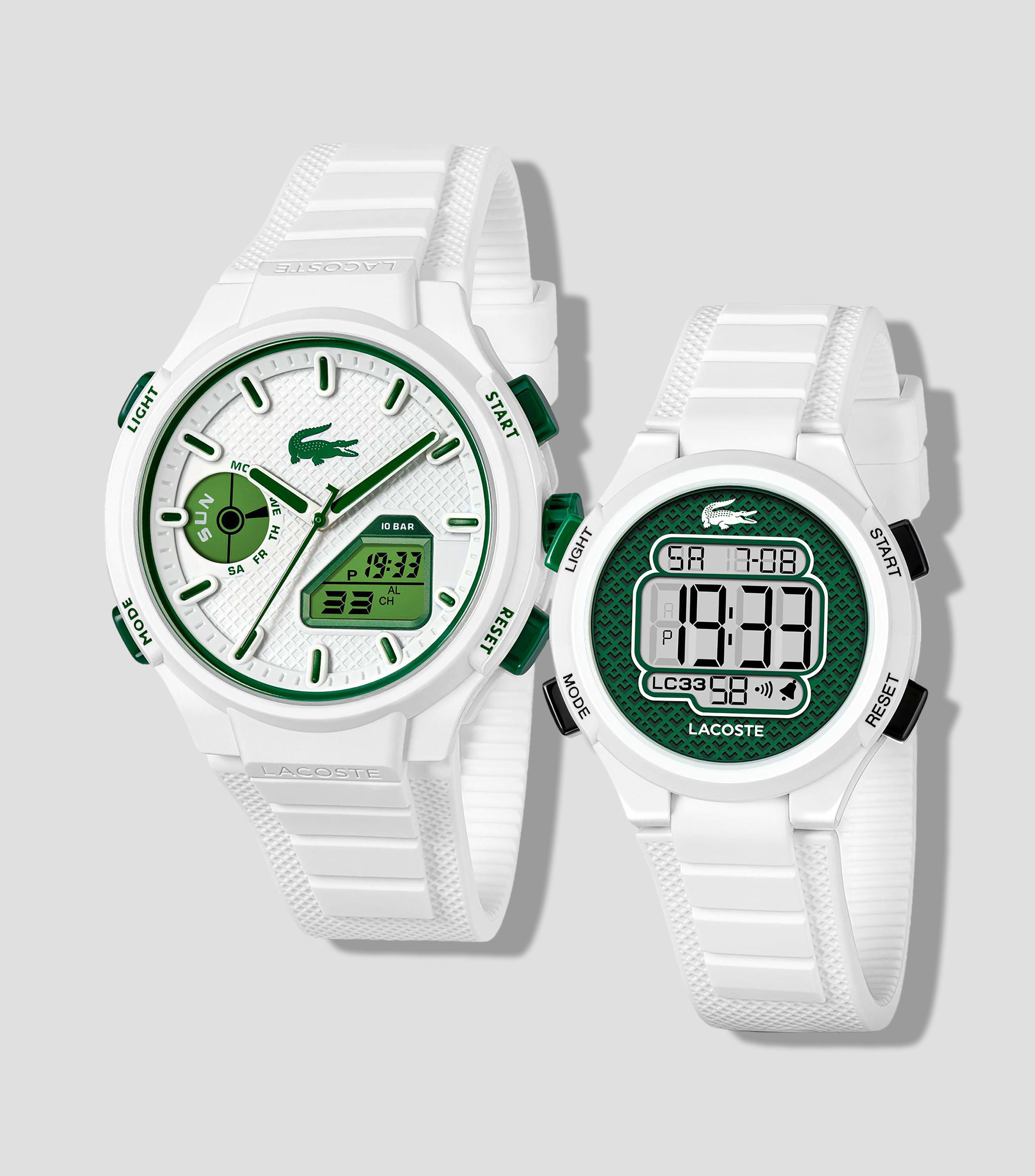 Set 2 Relojes para Hombre Giftset Watch Papá + Hijo Deportivo Blanco, Verde