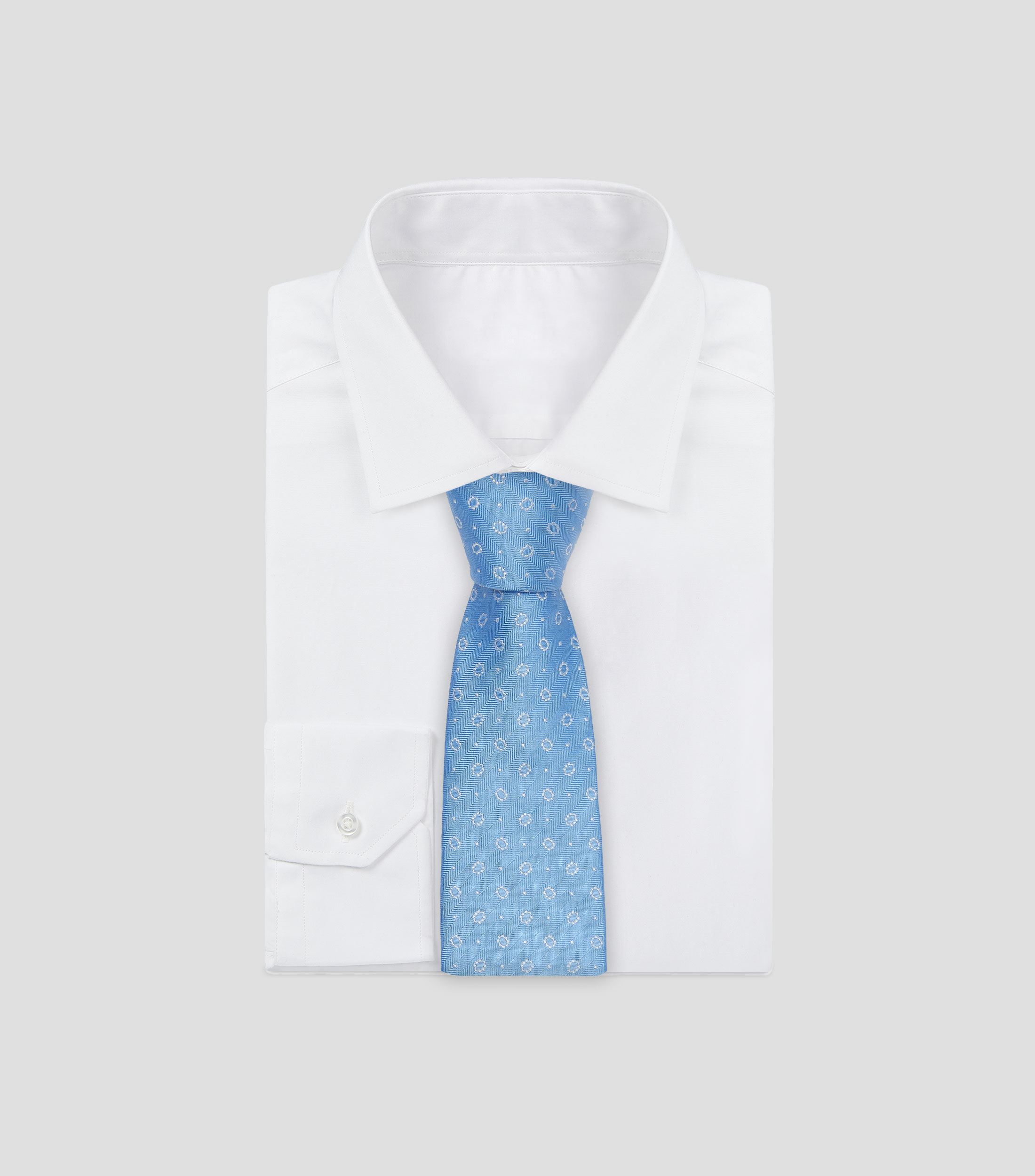 Corbata ancha en seda azul claro estampada Brera