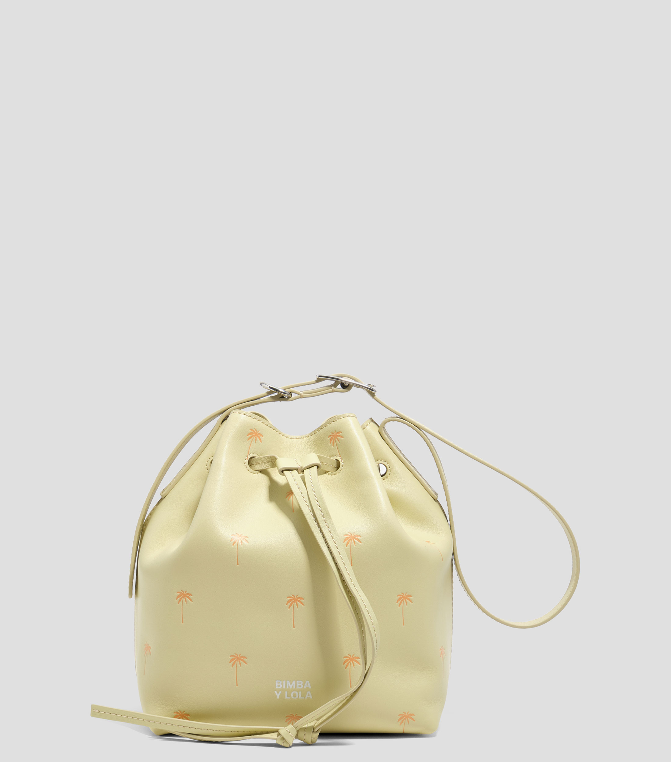 Bolso bucket Carlino grande piel Palms verde pálido Mujer