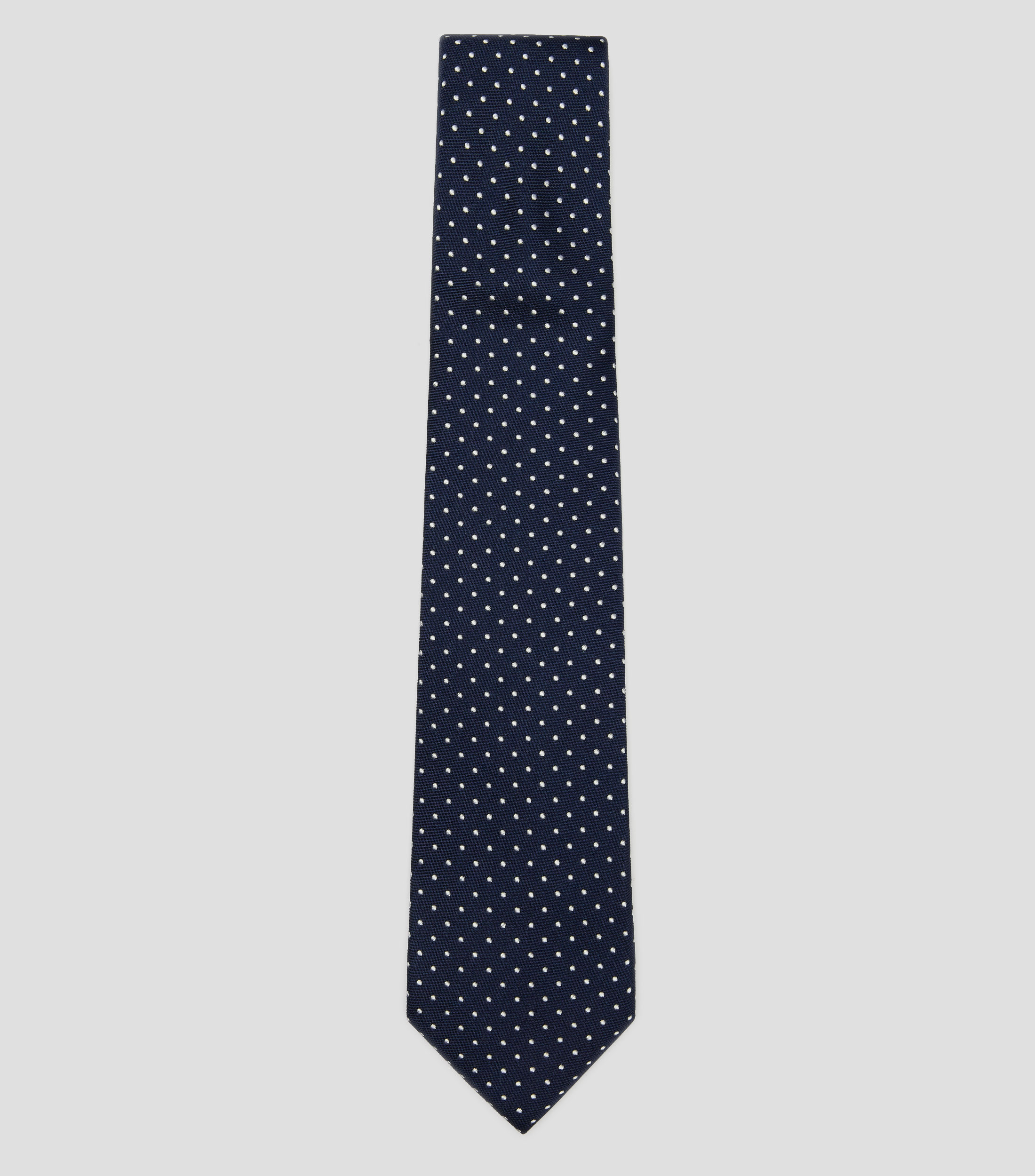Corbata ancha en seda azul marino con polkadots Brera