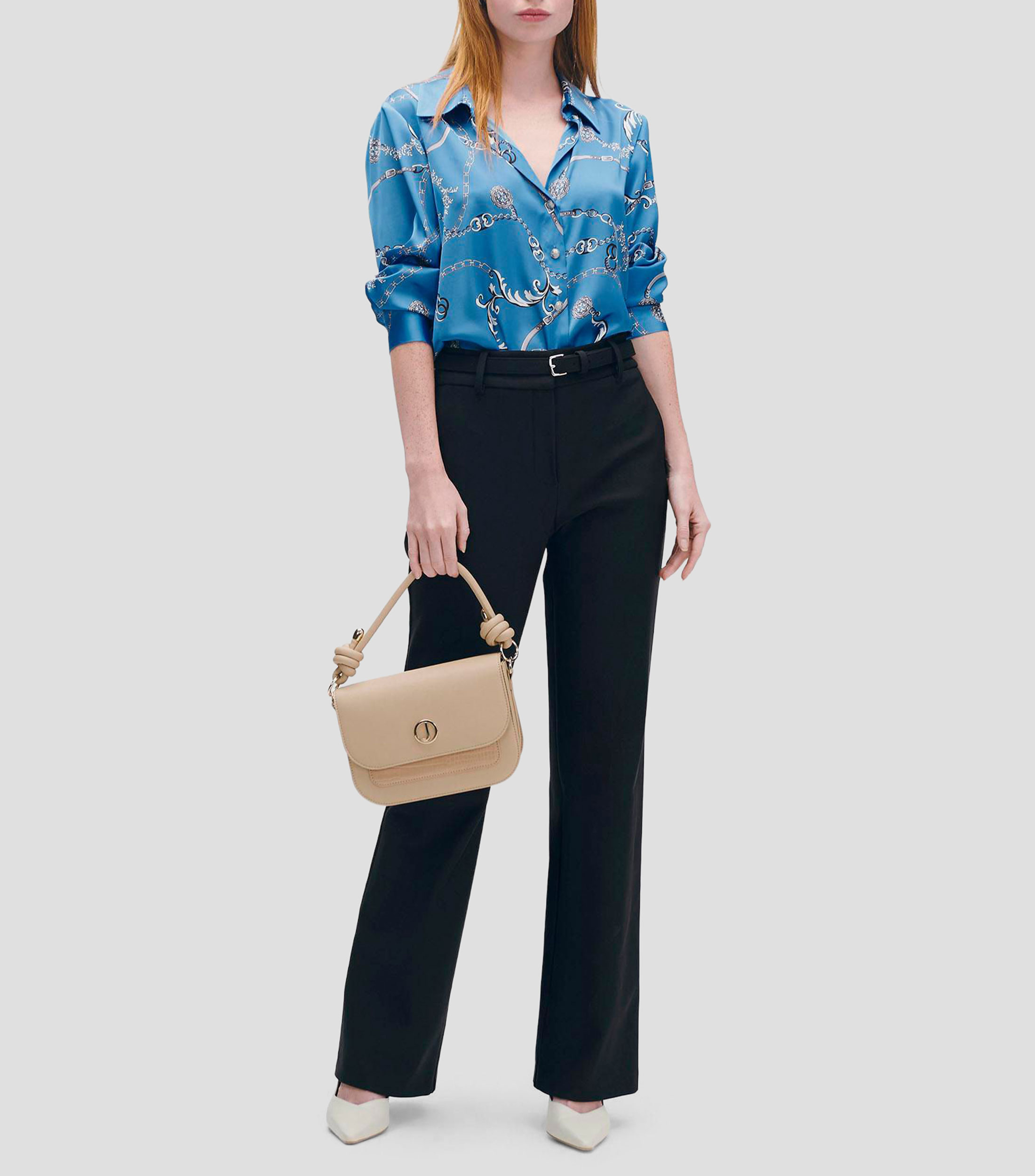 Pantalón De Punto Acampanado Tiro Alto Mujer