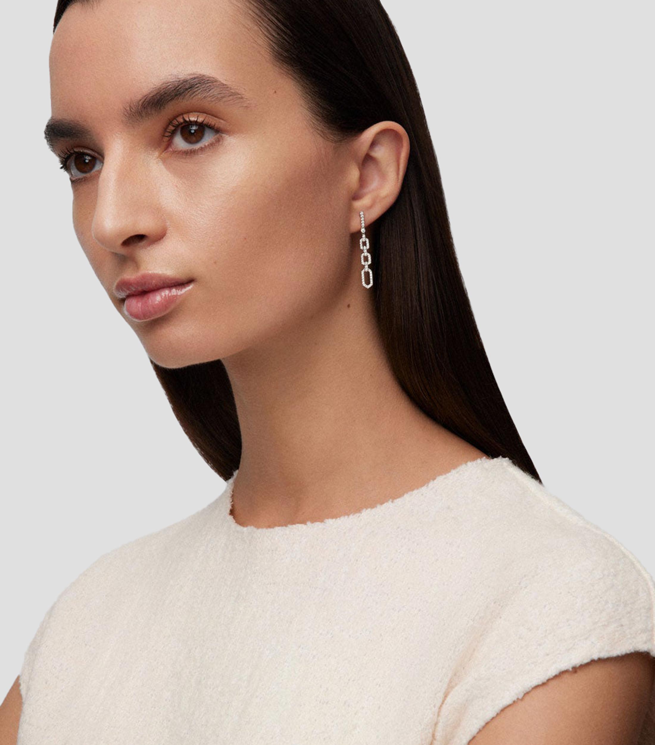 Pendientes en Oro blanco de 18 Kilates Hexágonos Mujer