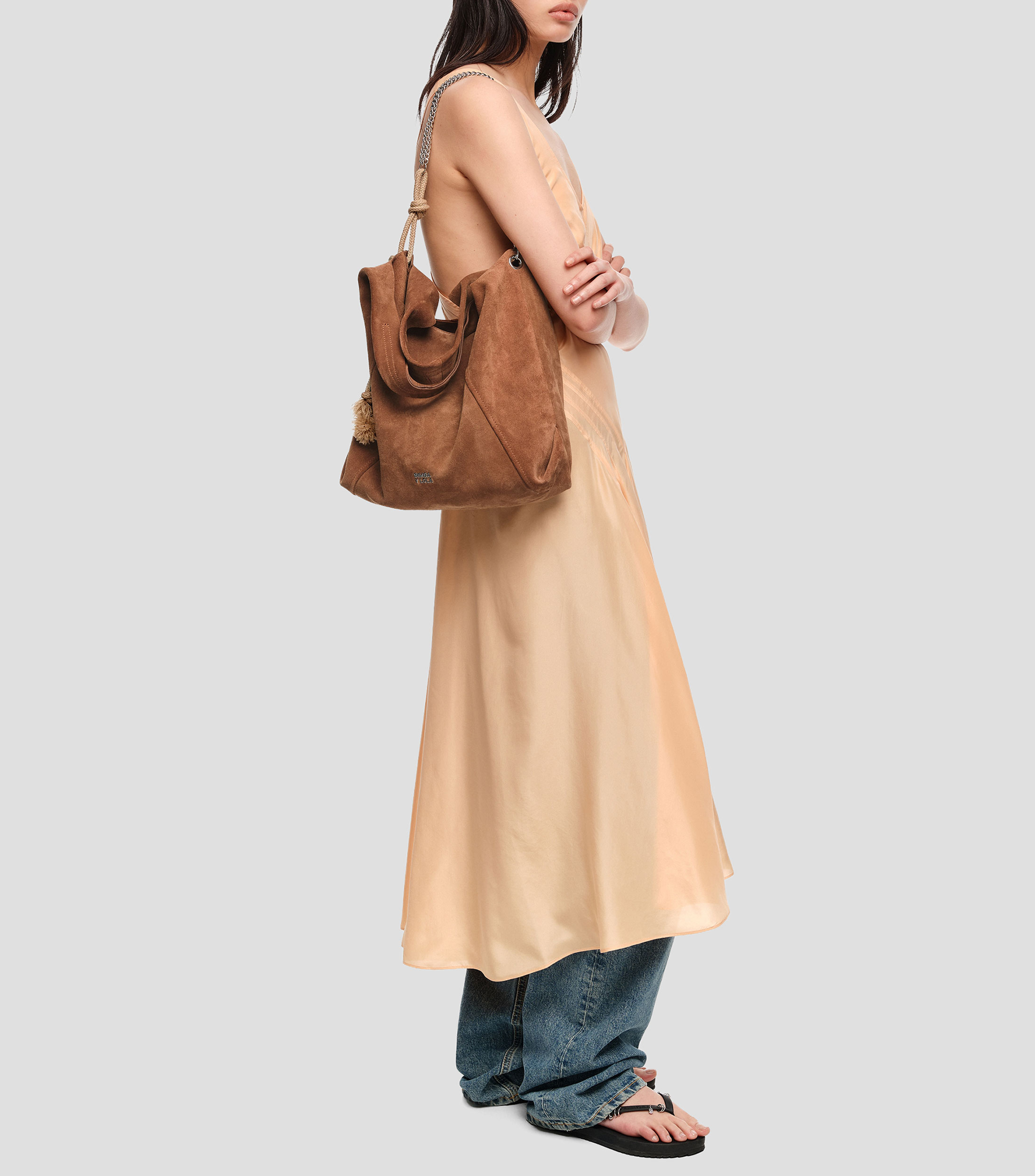 Bolsa shoulder grande serraje castaña Mujer