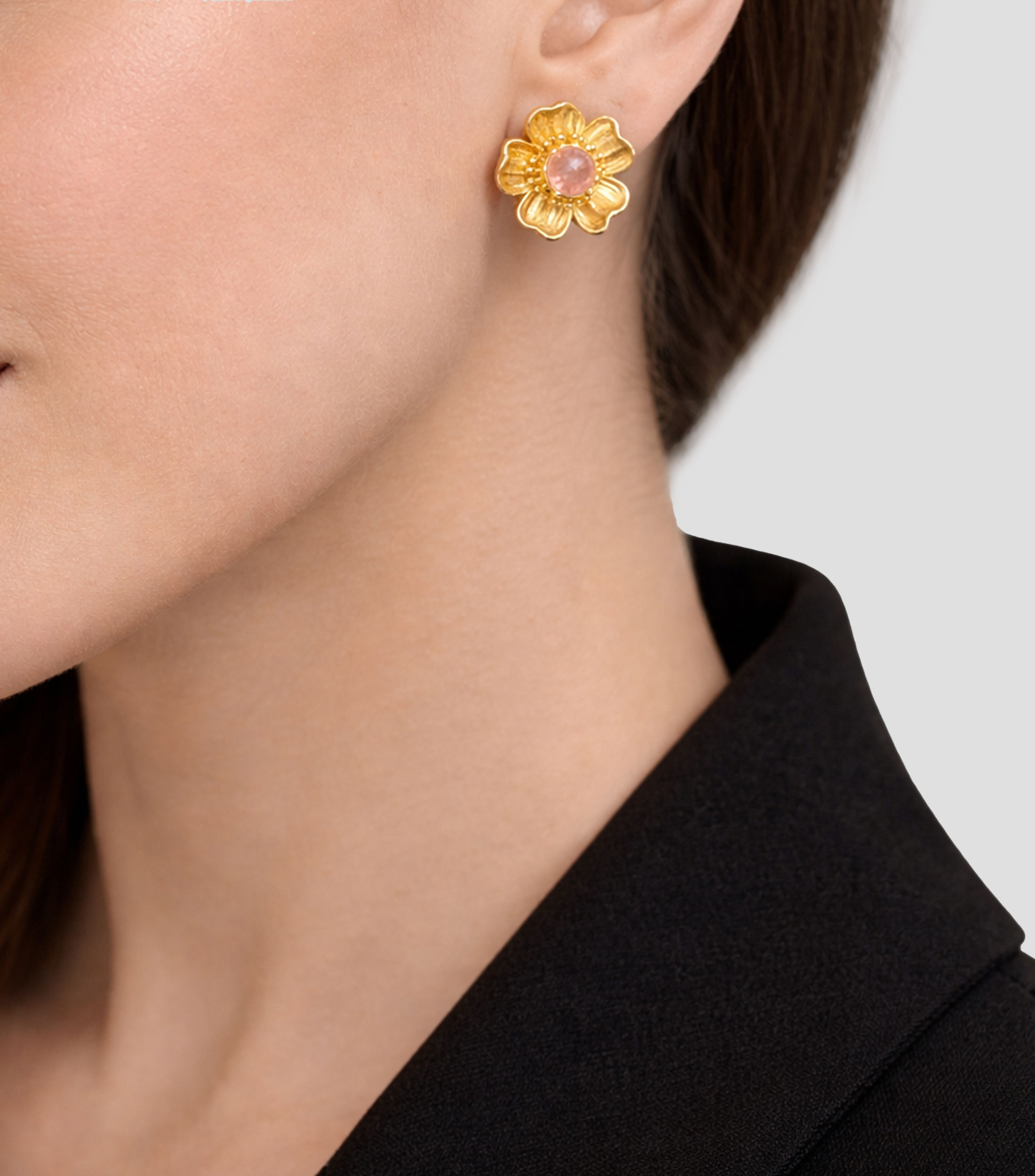 Broqueles de flor con topacio Mujer