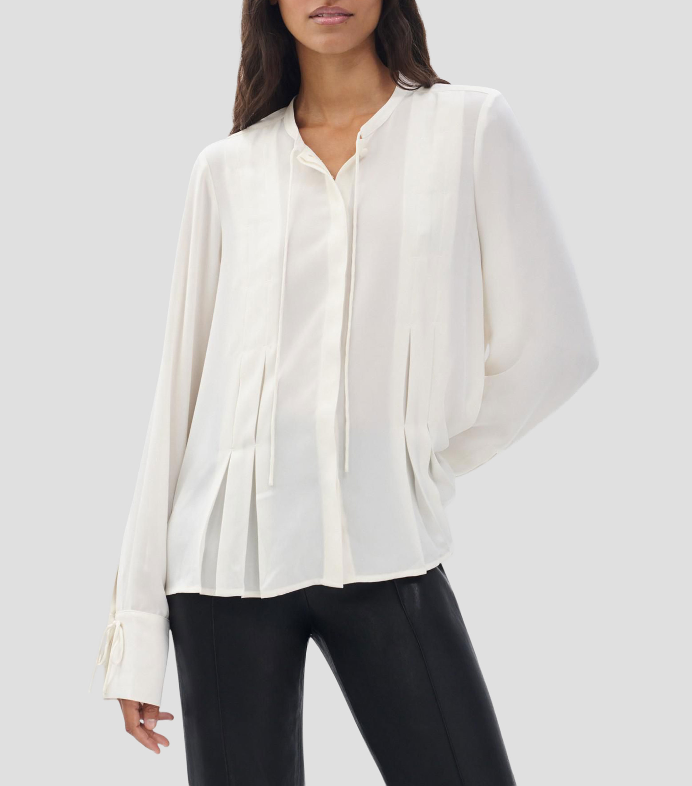 Blusa lisa con manga larga Mujer