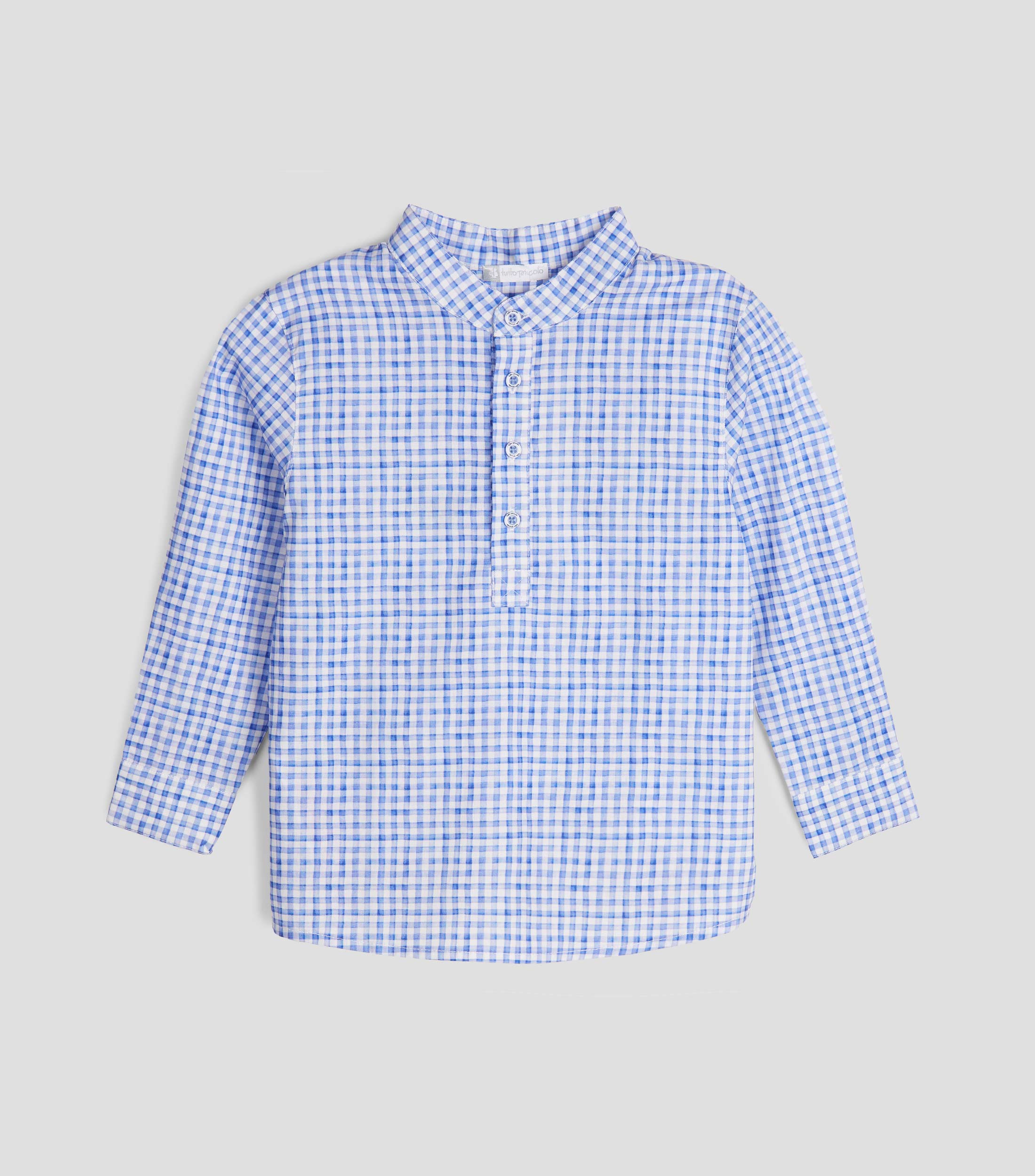 Camisa de cuadros cuello mao manga larga Niño