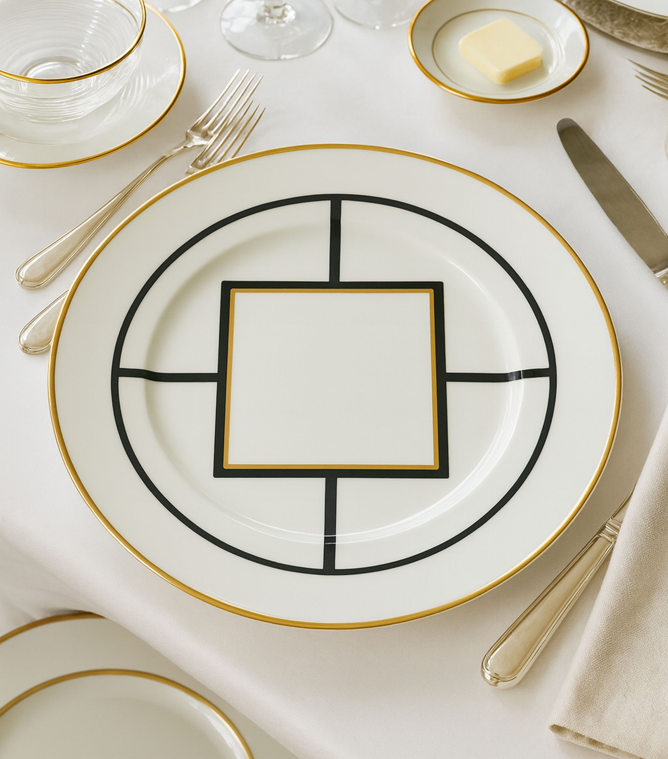 Plato de presentación MetroChic con líneas