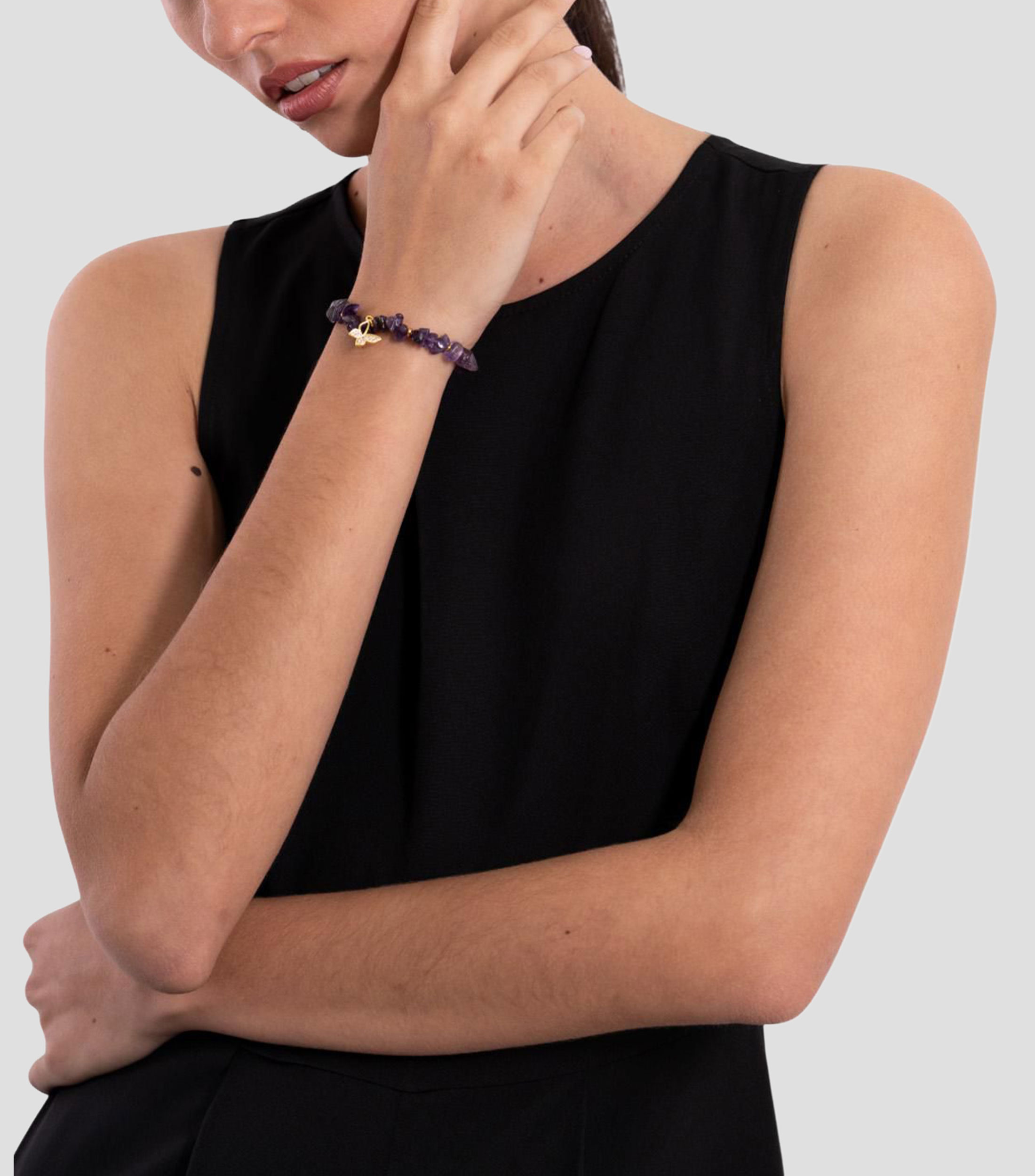 Brazalete con amatista y circonias Mujer